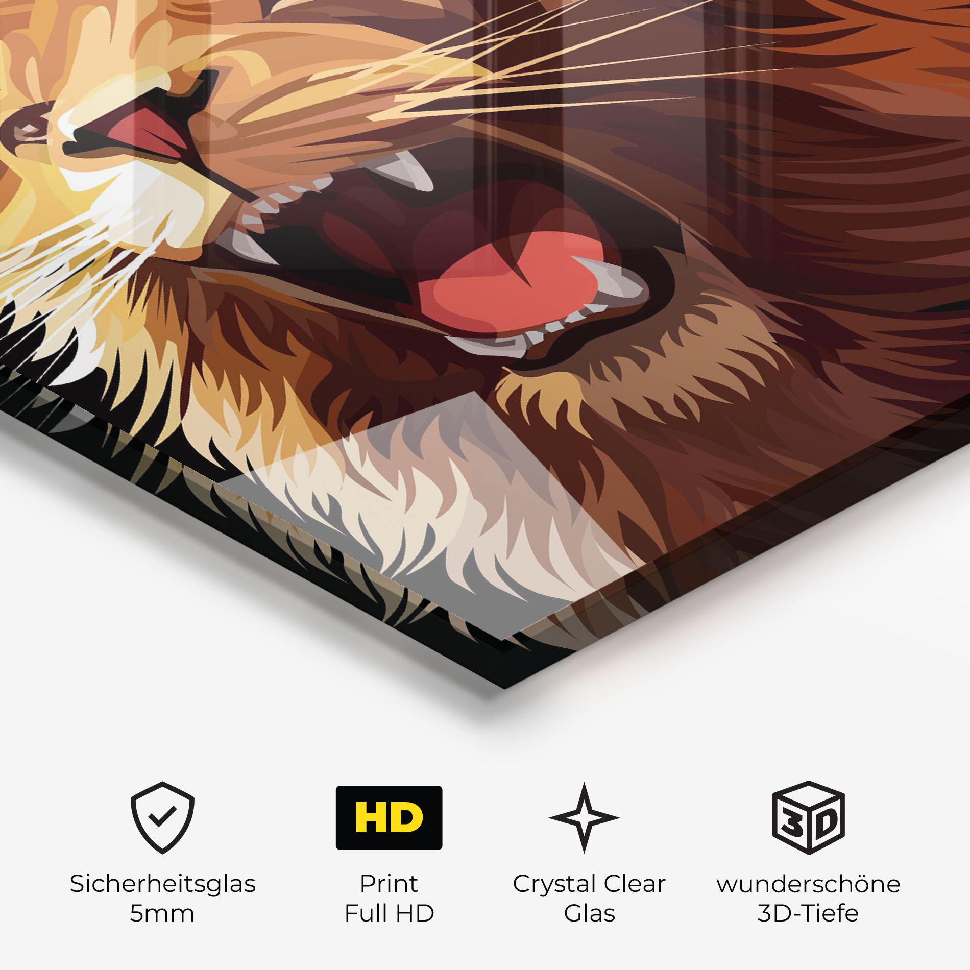 Glasbild Angry Lion Head mockup 3