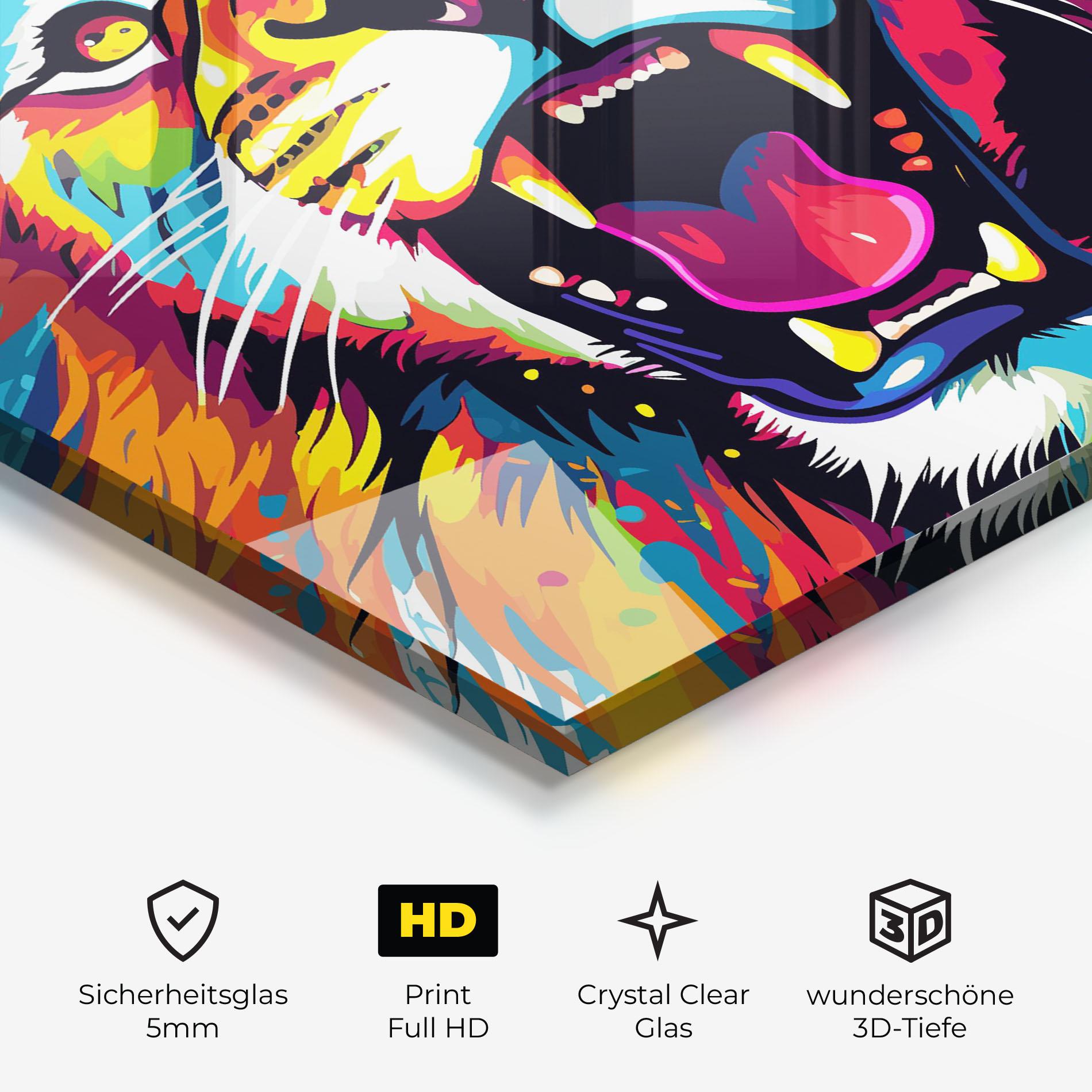 Glasbild Angry Lion Mix mockup 3