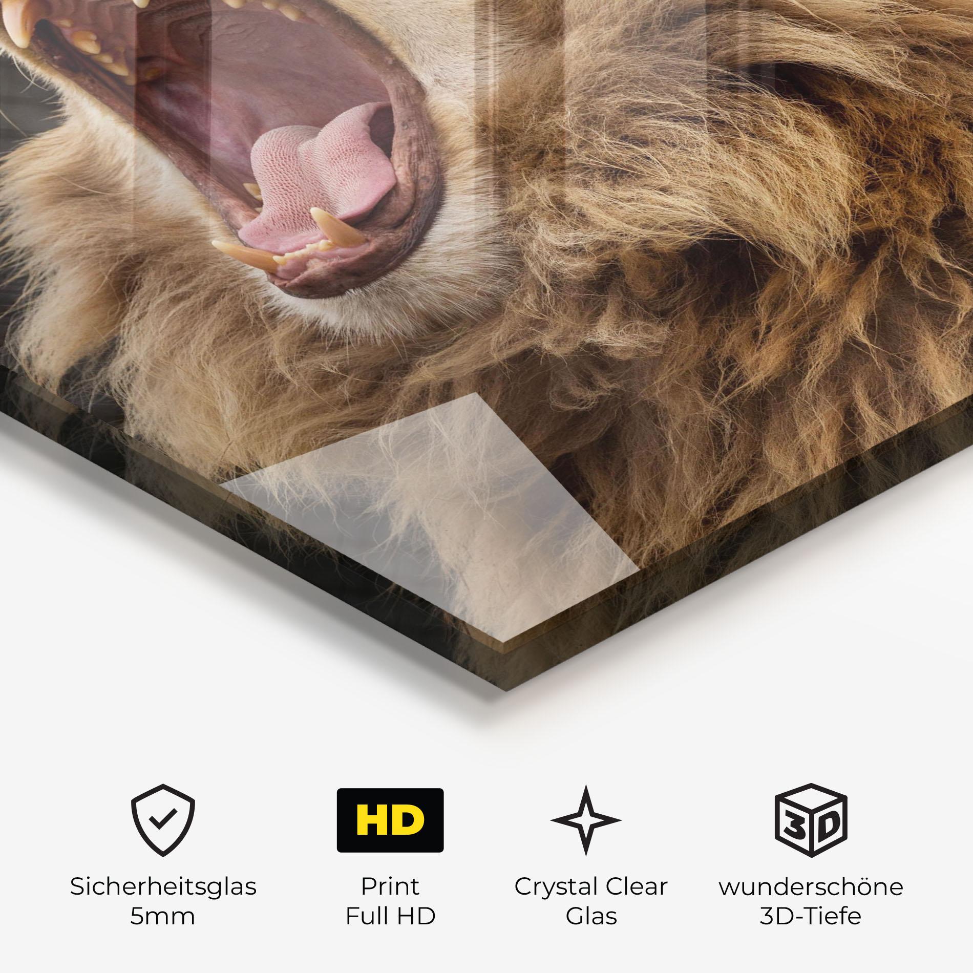 Glasbild Angry Lion mockup 3