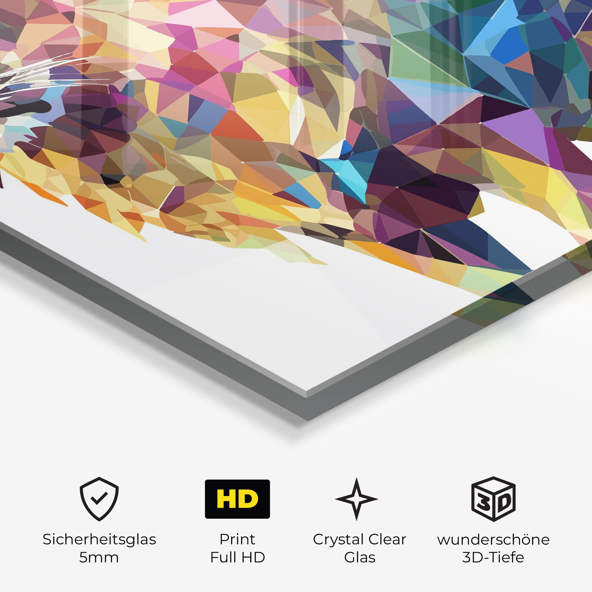 Glasbild Artistic Lion mockup 3