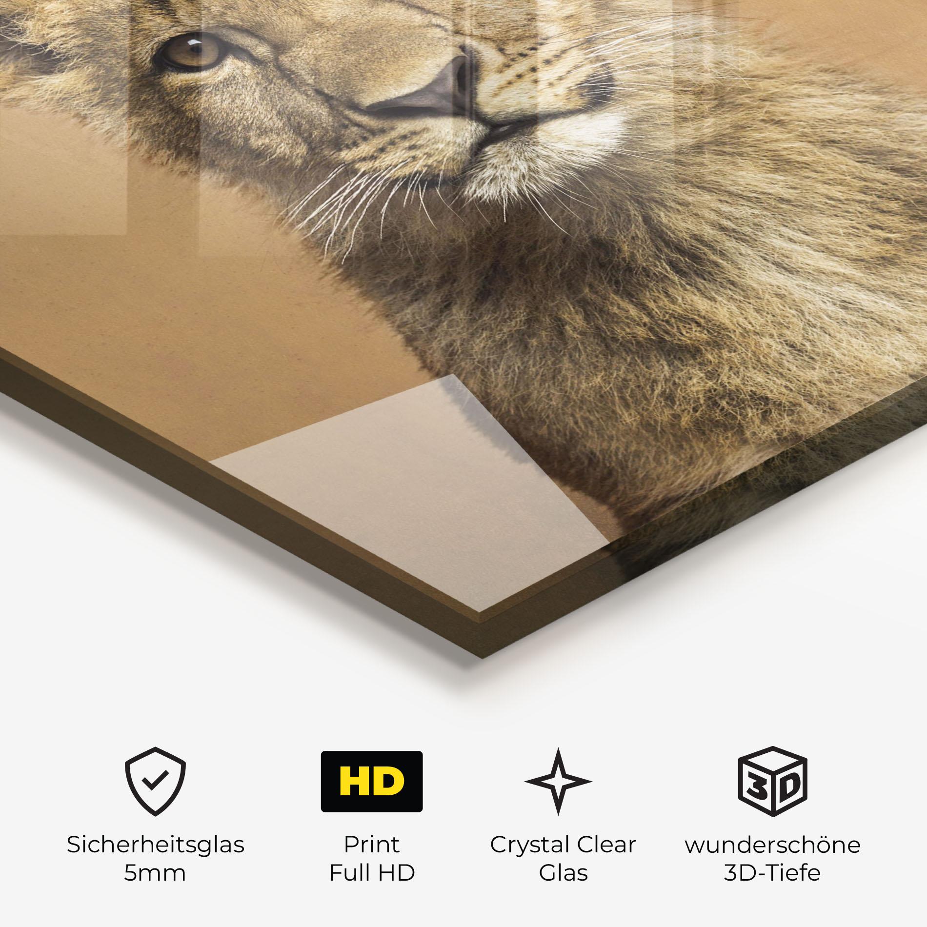 Glasbild Baby Lion mockup 3