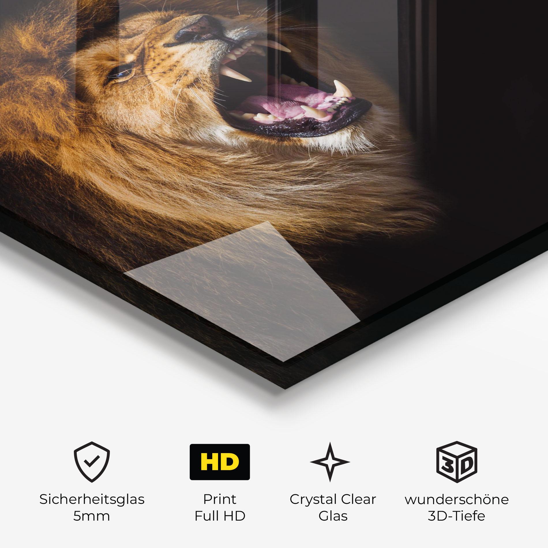 Glasbild Beautiful Lion Portrait mockup 3