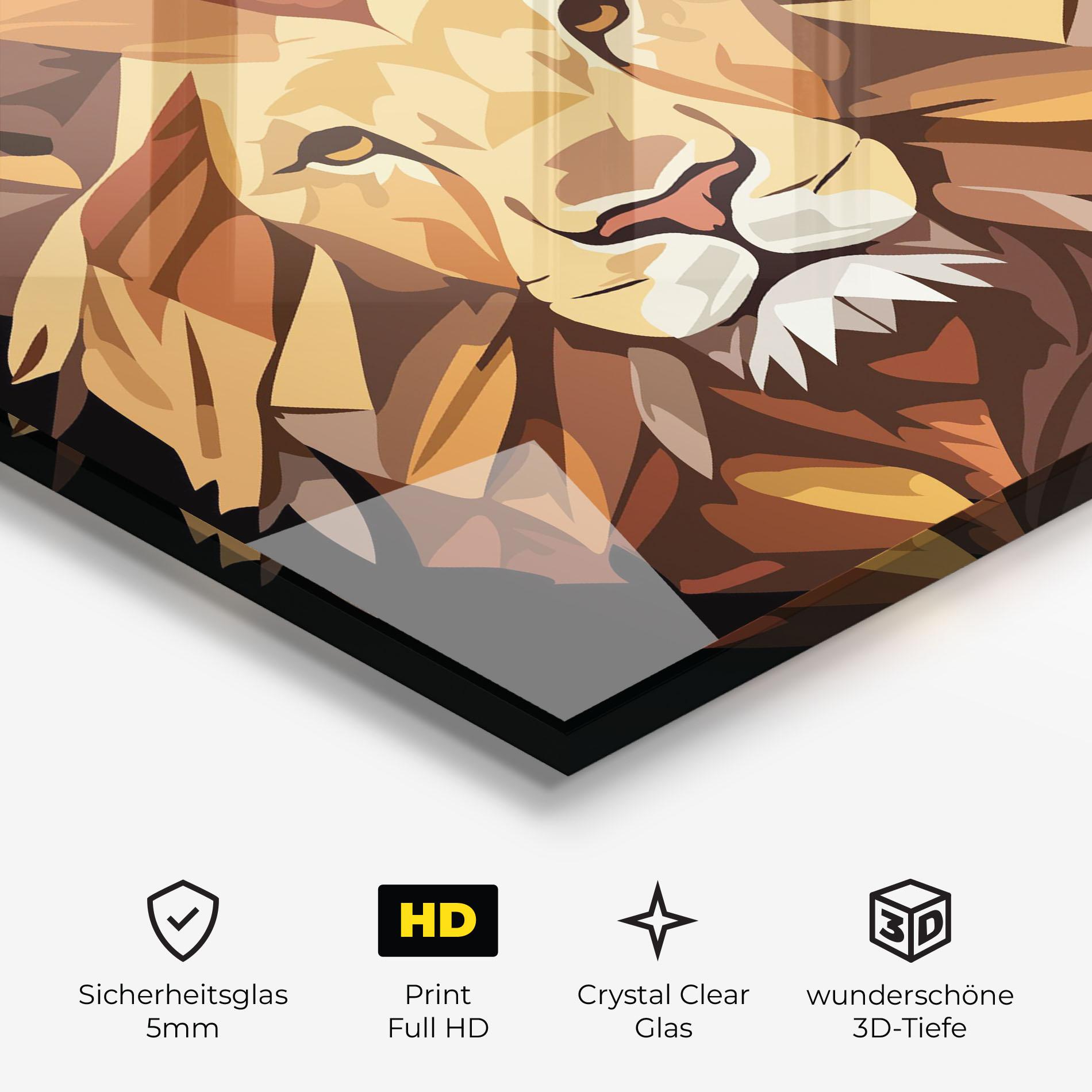 Glasbild Cartoon Lion mockup 3