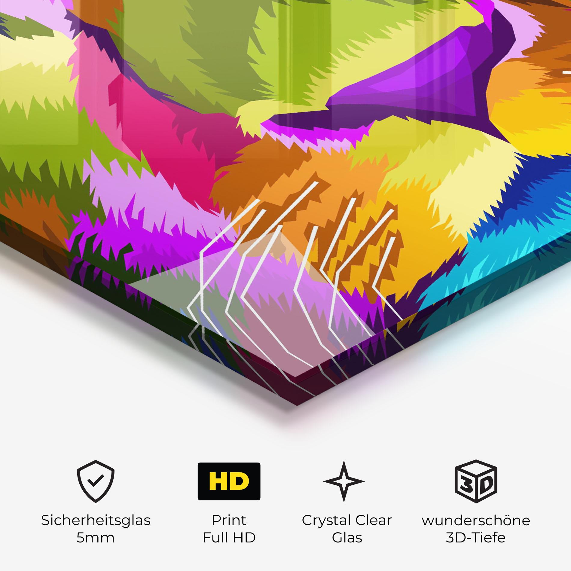 Glasbild Color Lion Close Up mockup 3