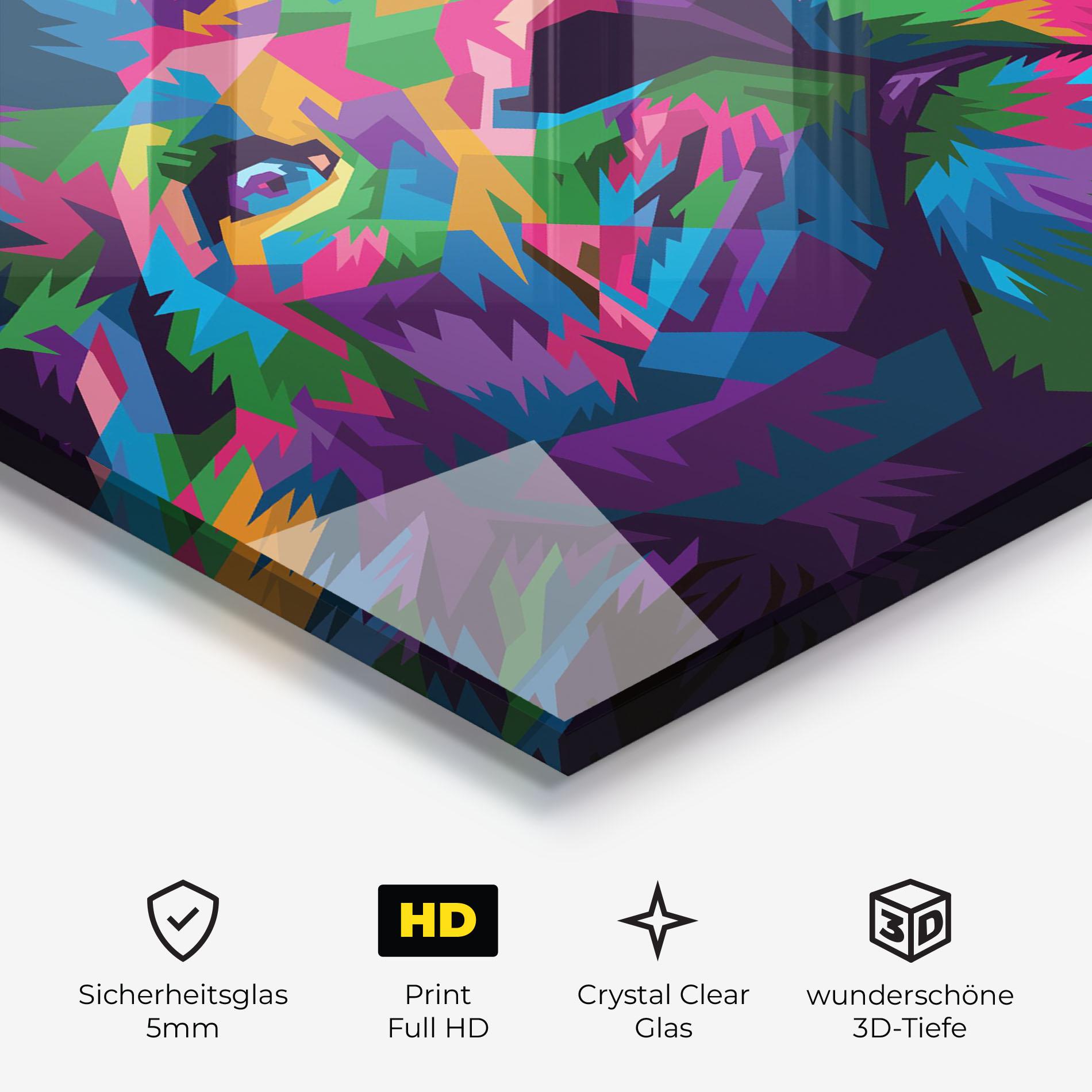 Glasbild Cute Color Lion mockup 3