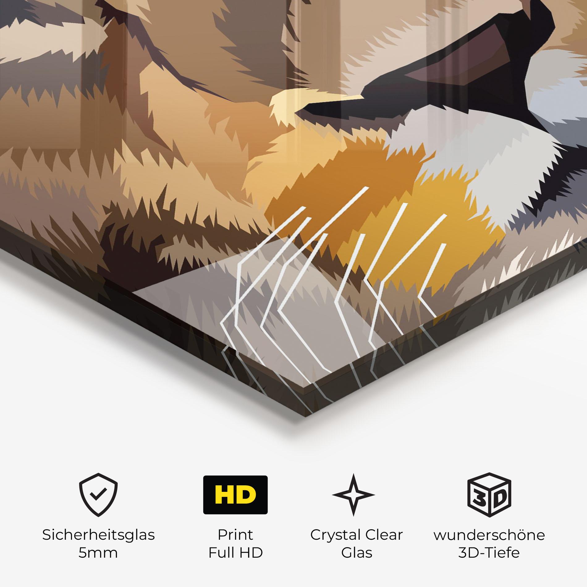 Glasbild Cute Lion Art mockup 3