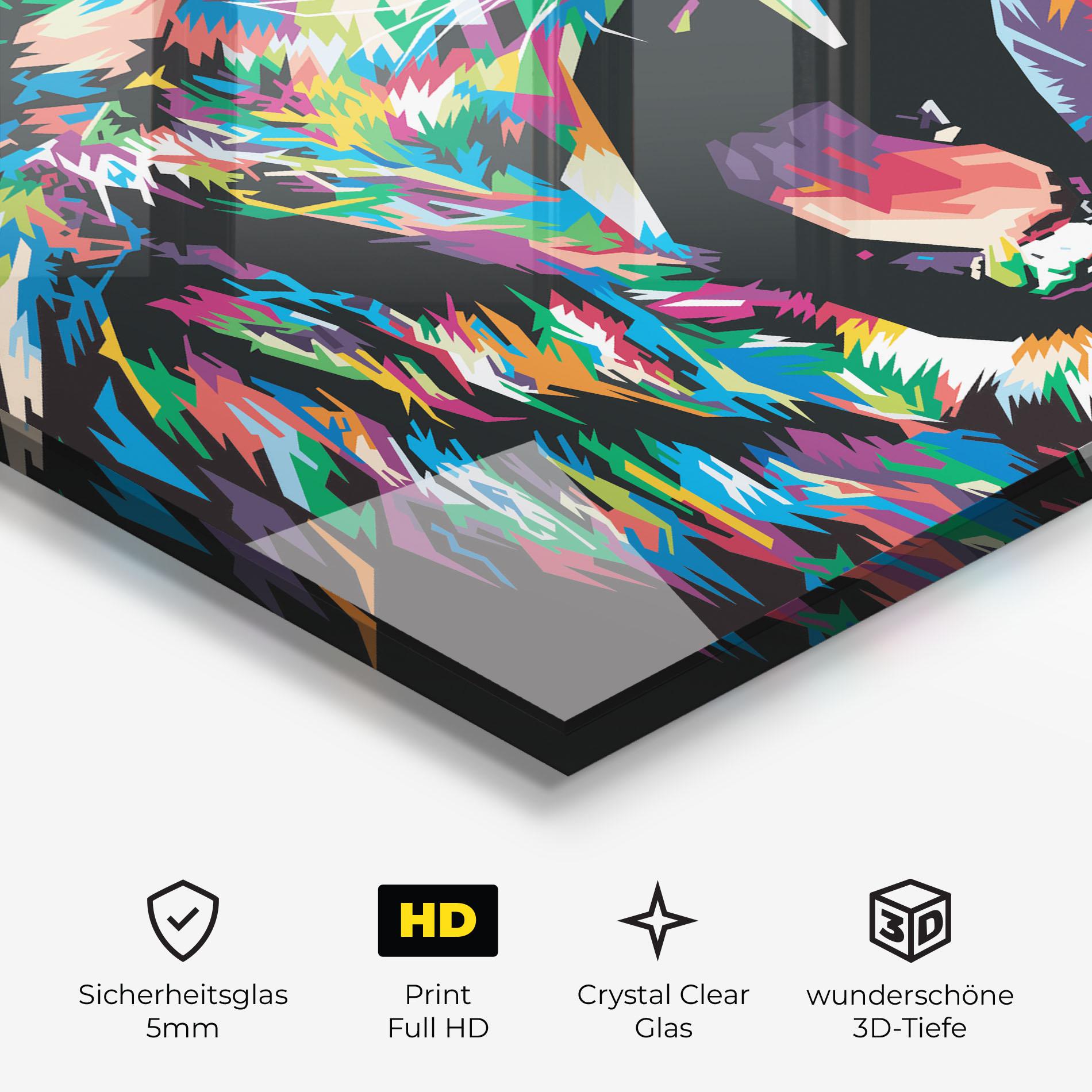 Glasbild Green Blue Lion mockup 3