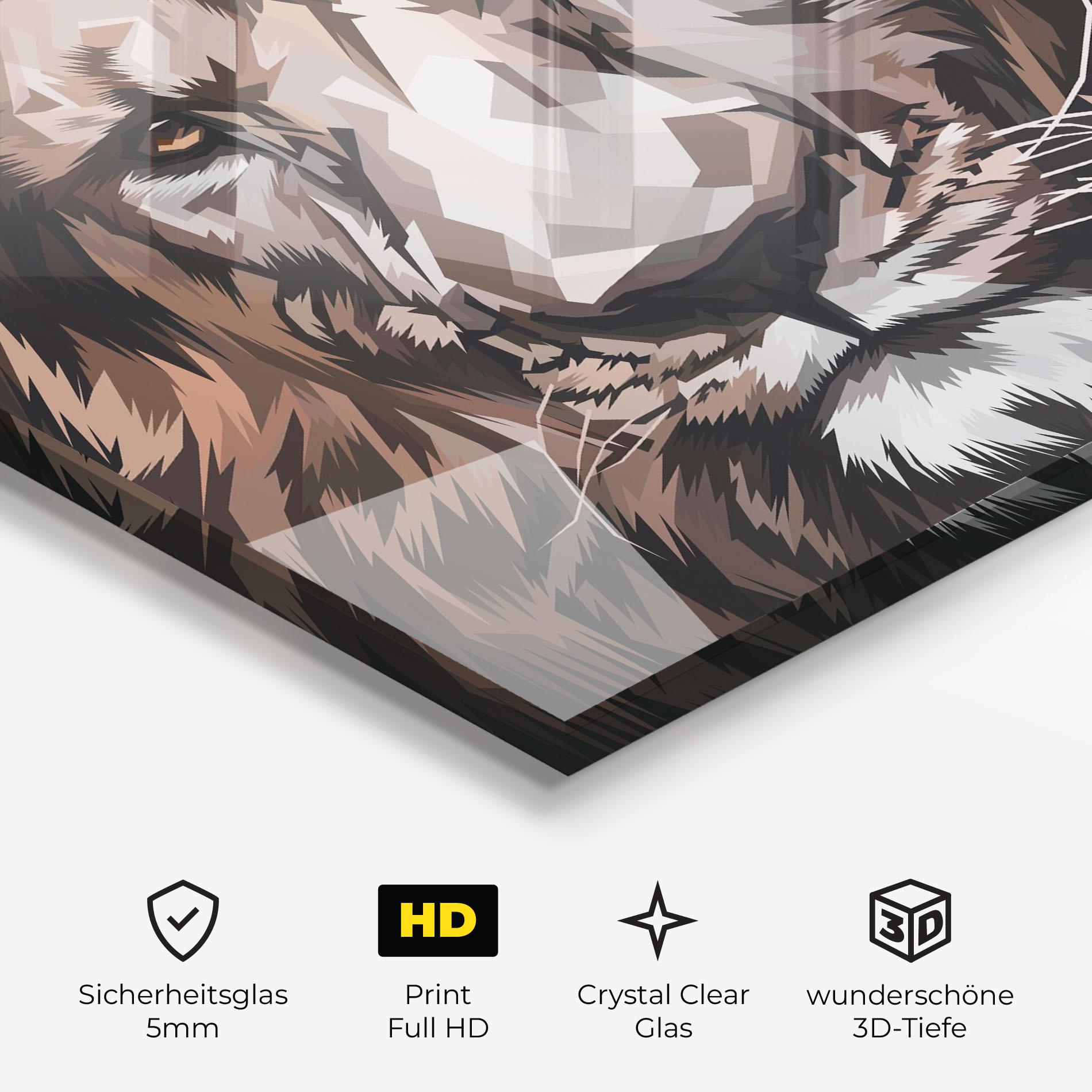 Glasbild Lion Art Close Up mockup 3