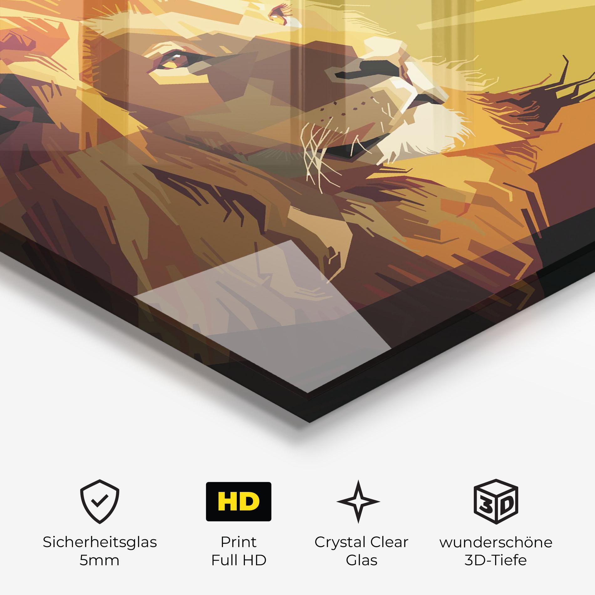 Glasbild Lion Art mockup 3