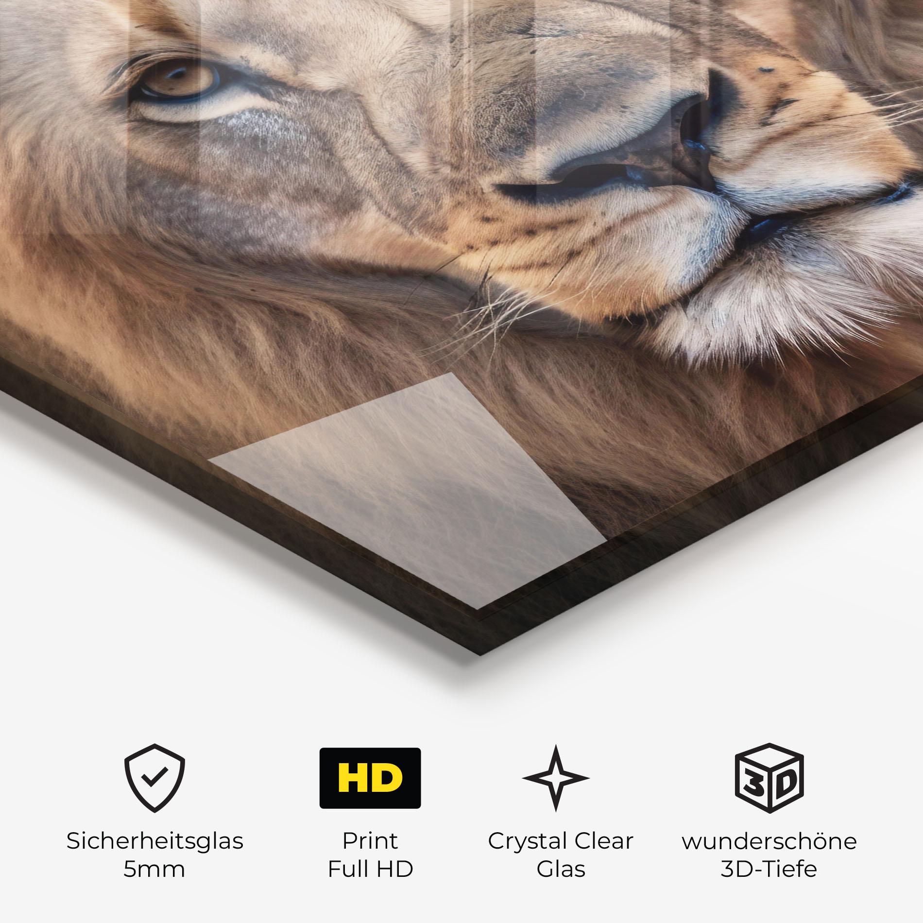Glasbild Wild Lion View mockup 3