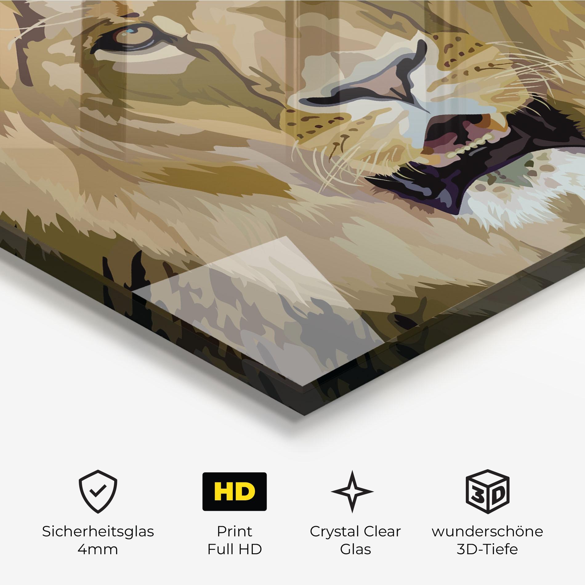 Glasbild Beautiful Lion Art mockup 3