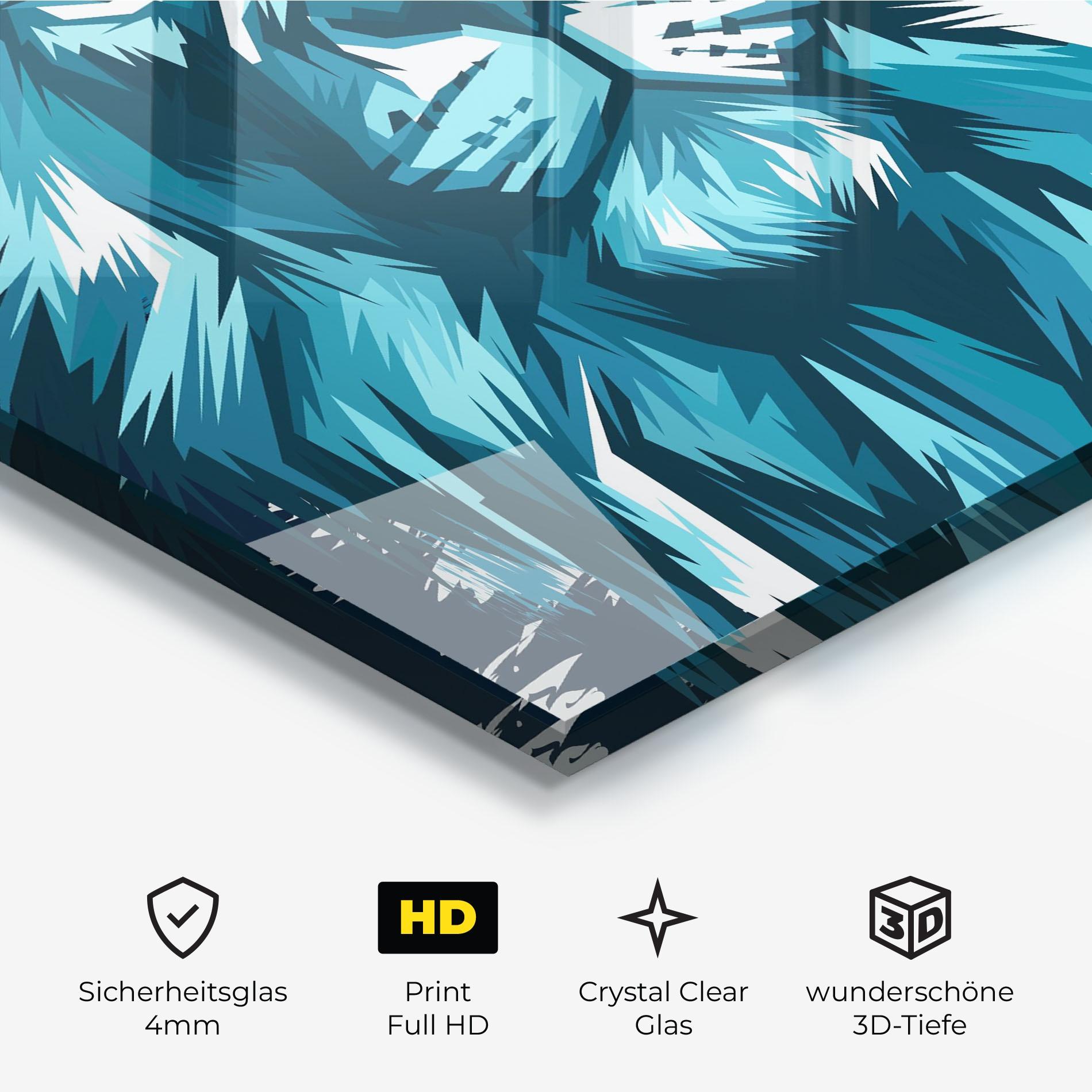 Glasbild Blue Lion Head mockup 3