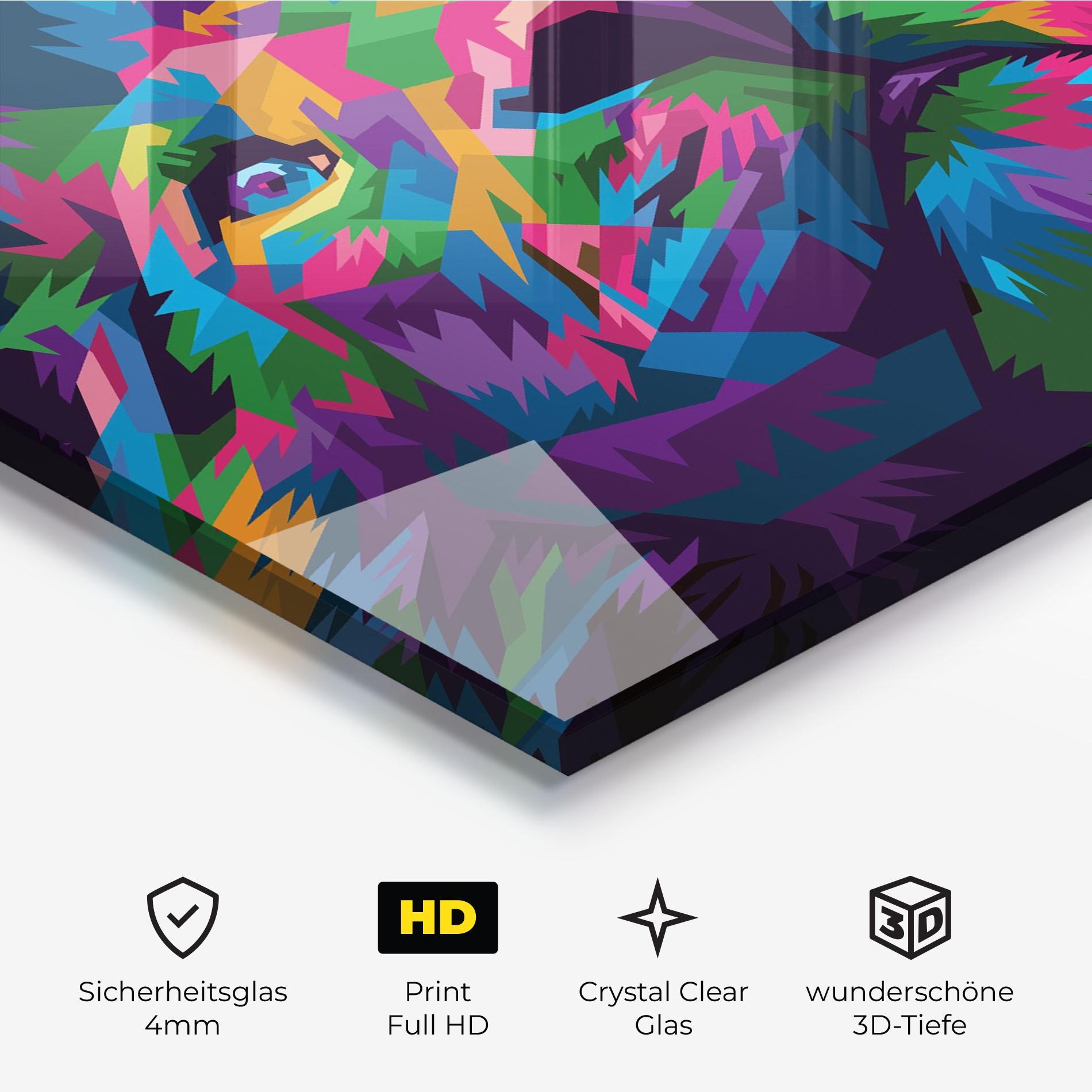 Glasbild Cute Color Lion mockup 3