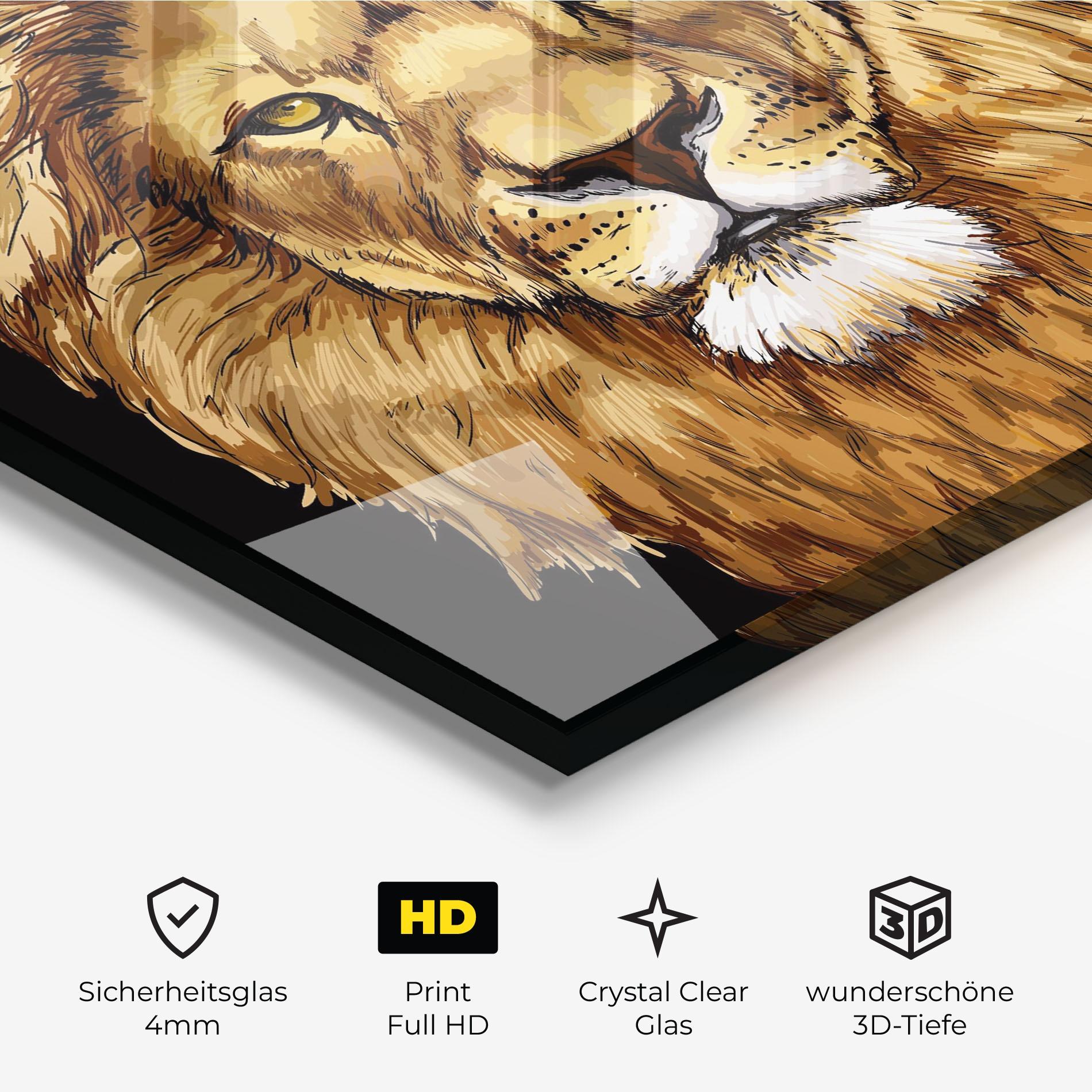Glasbild Lion Head mockup 3