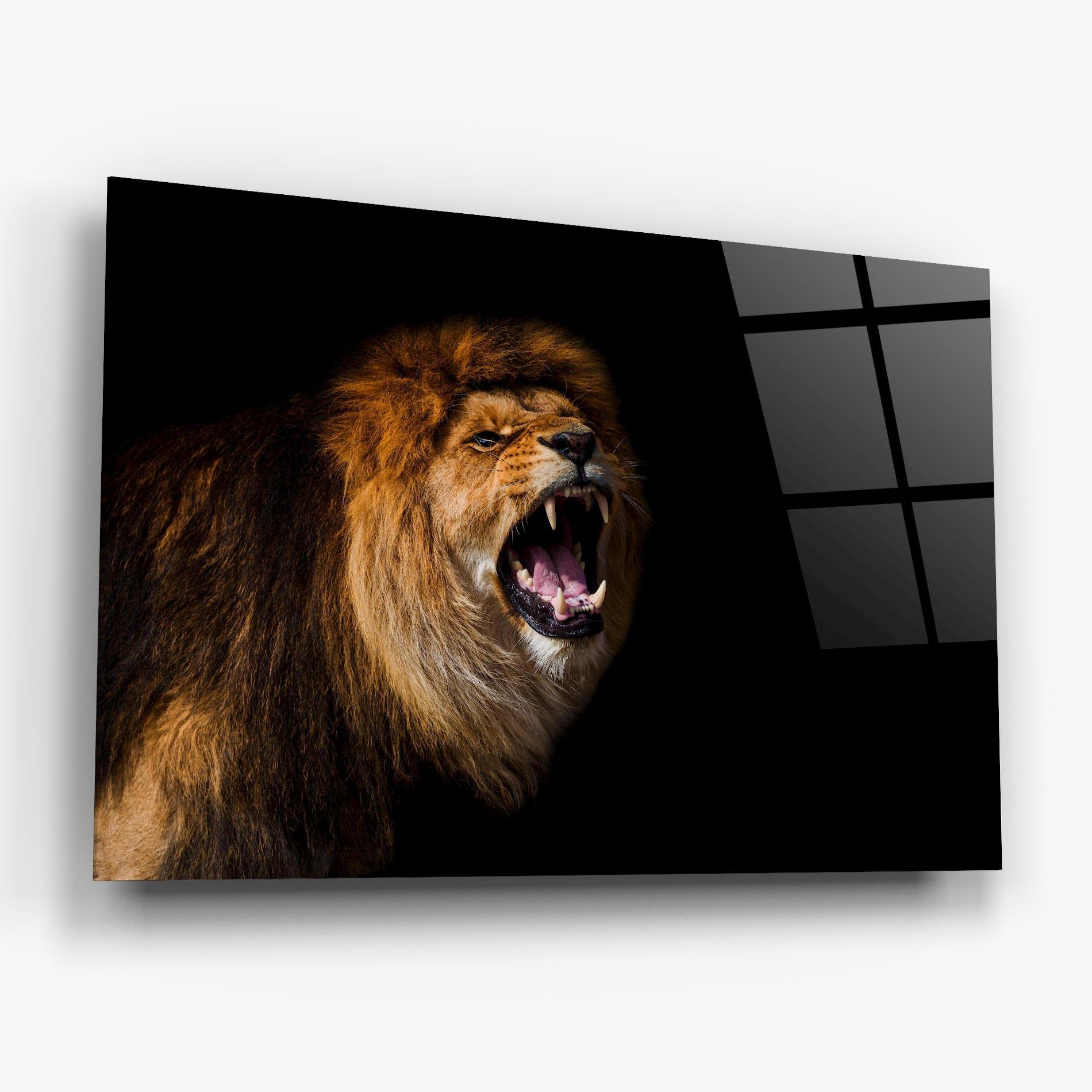 Glasbild Beautiful Lion Portrait mockup 6