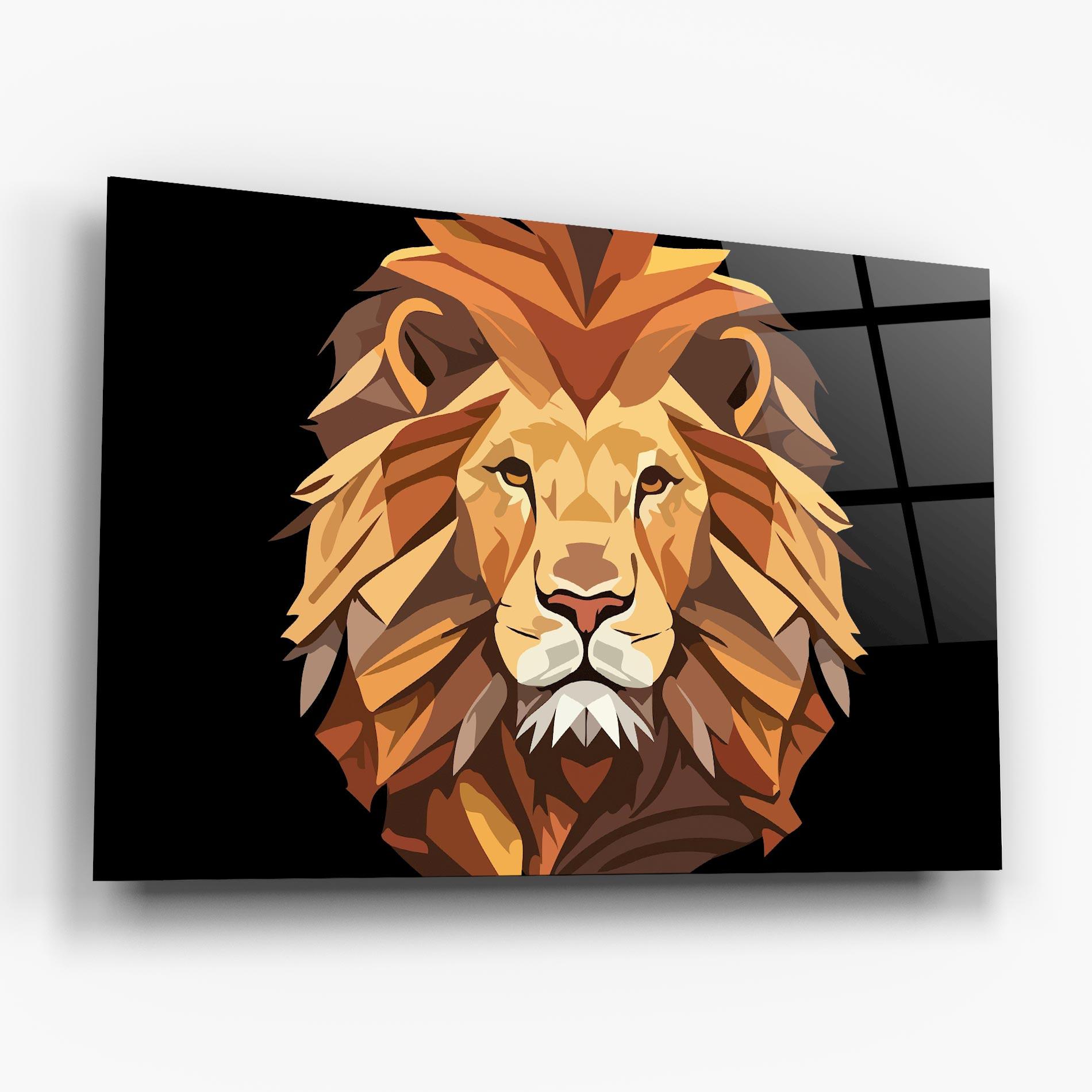 Glasbild Cartoon Lion mockup 6