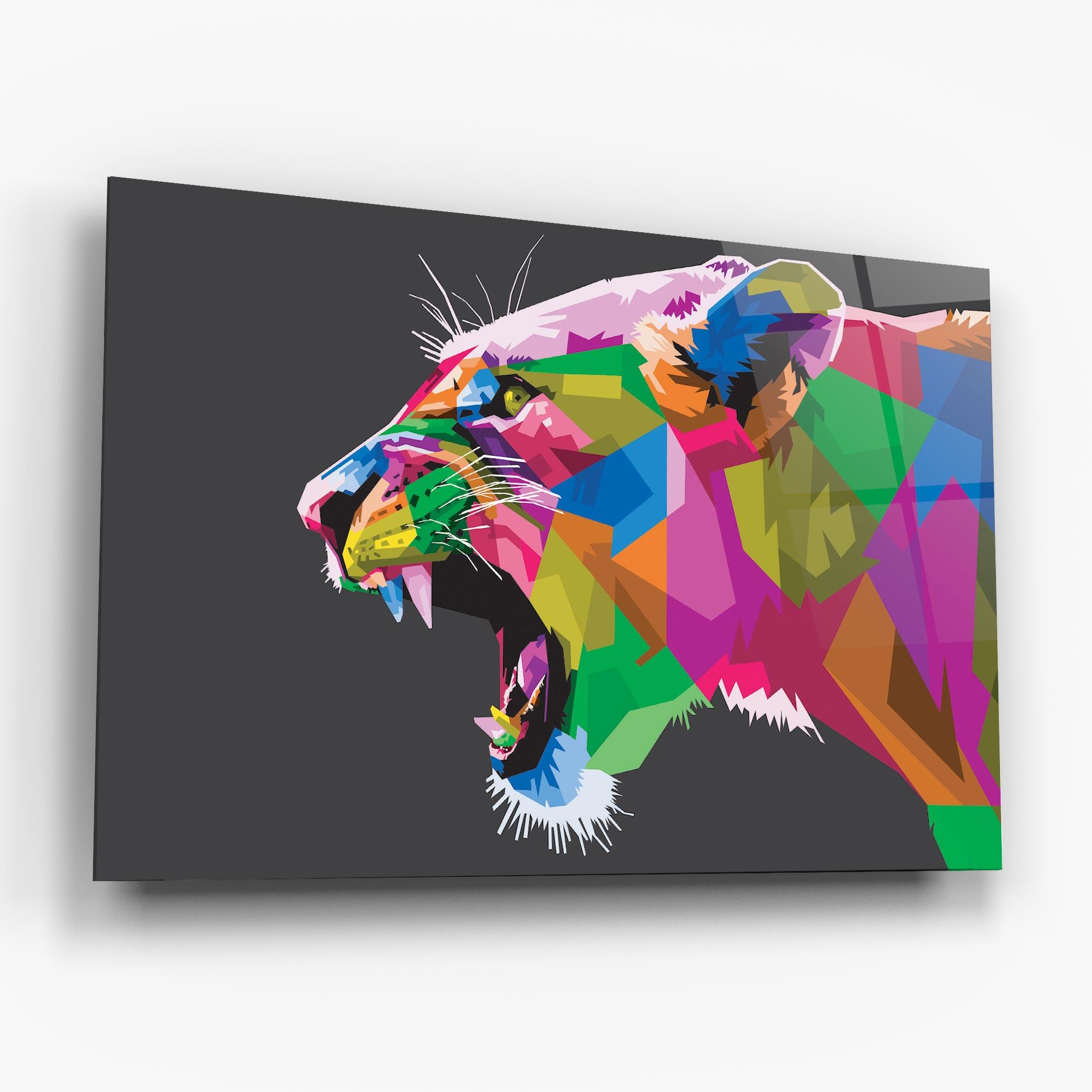 Glasbild Female Lion Head mockup 6