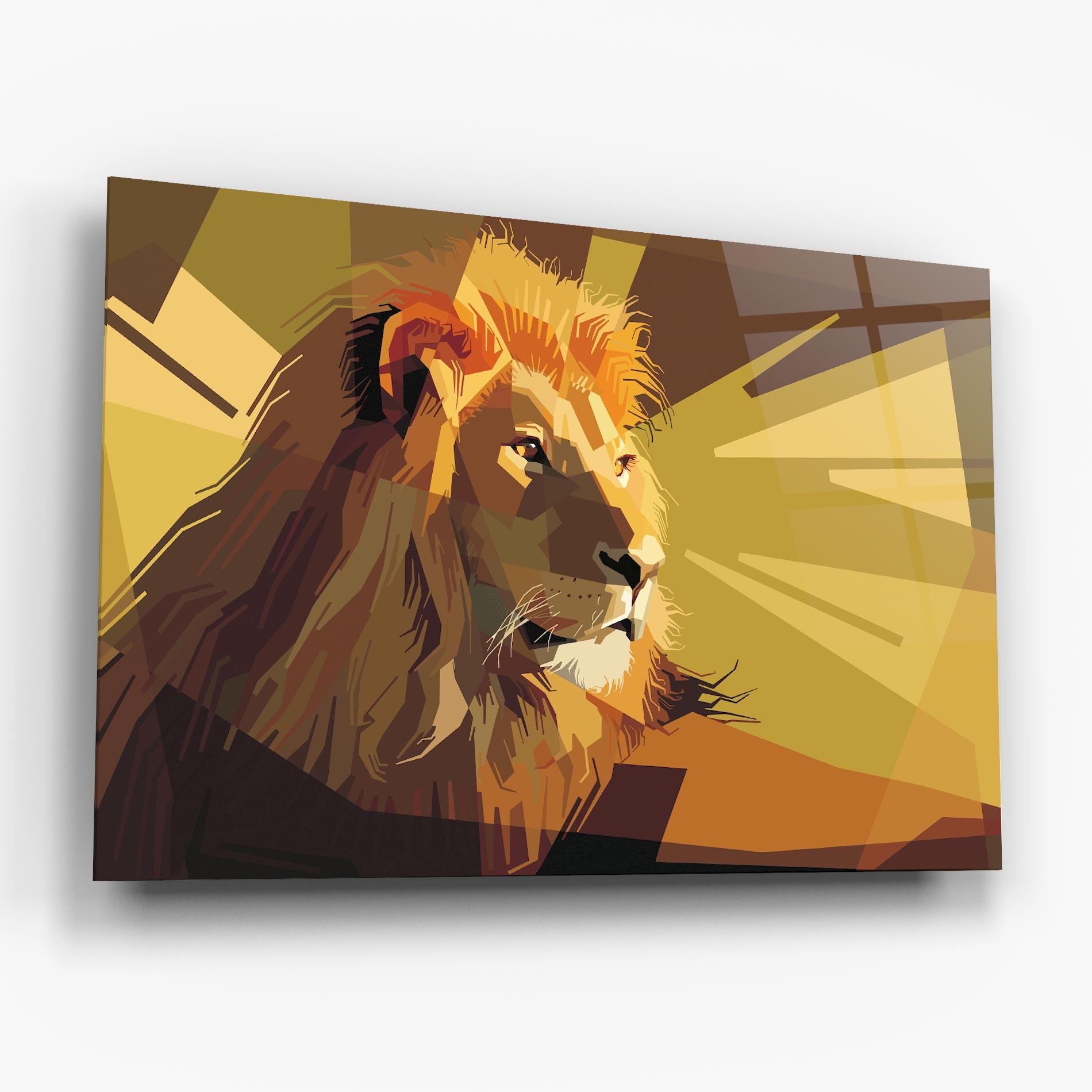 Glasbild Lion Art mockup 6
