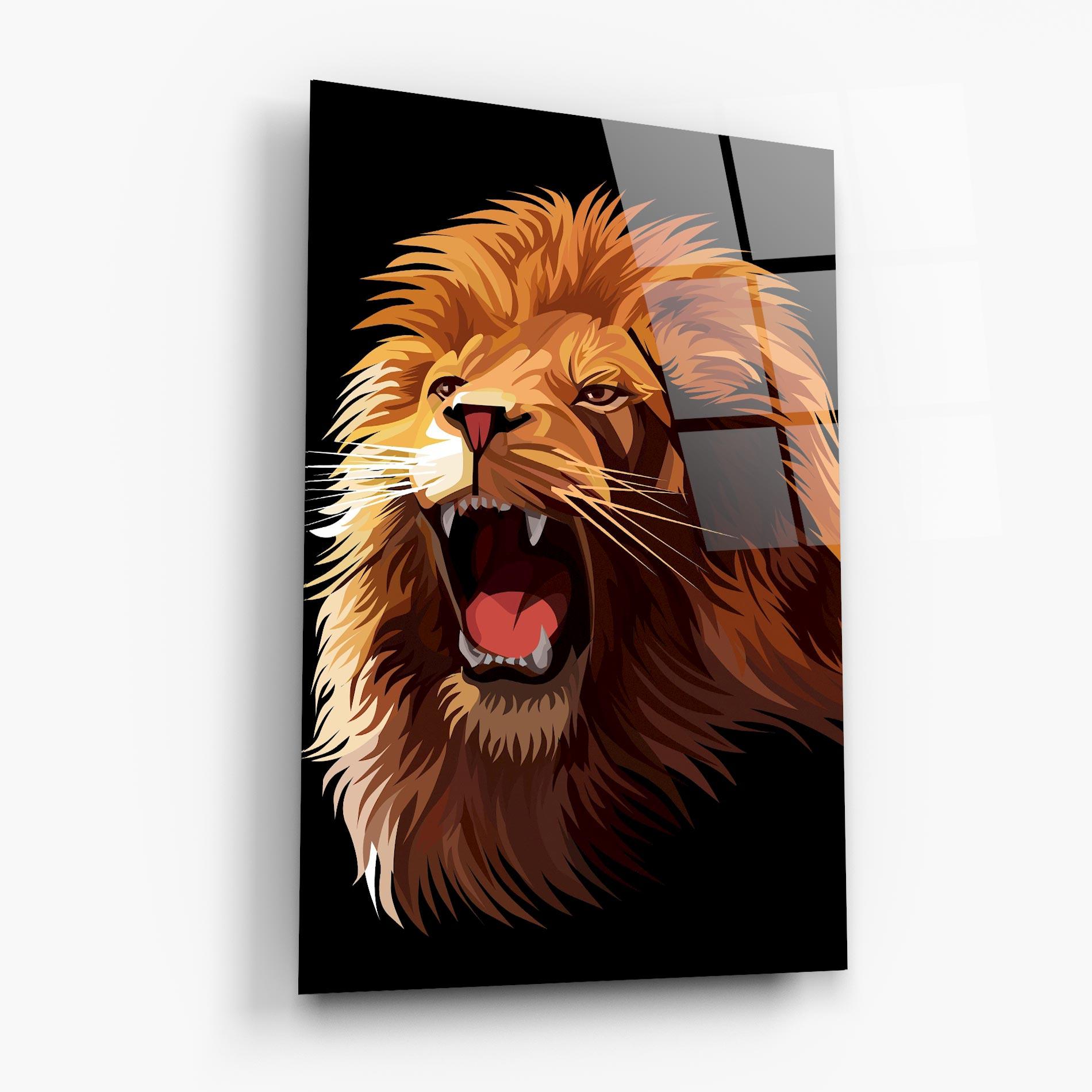 Glasbild Angry Lion Head mockup 6