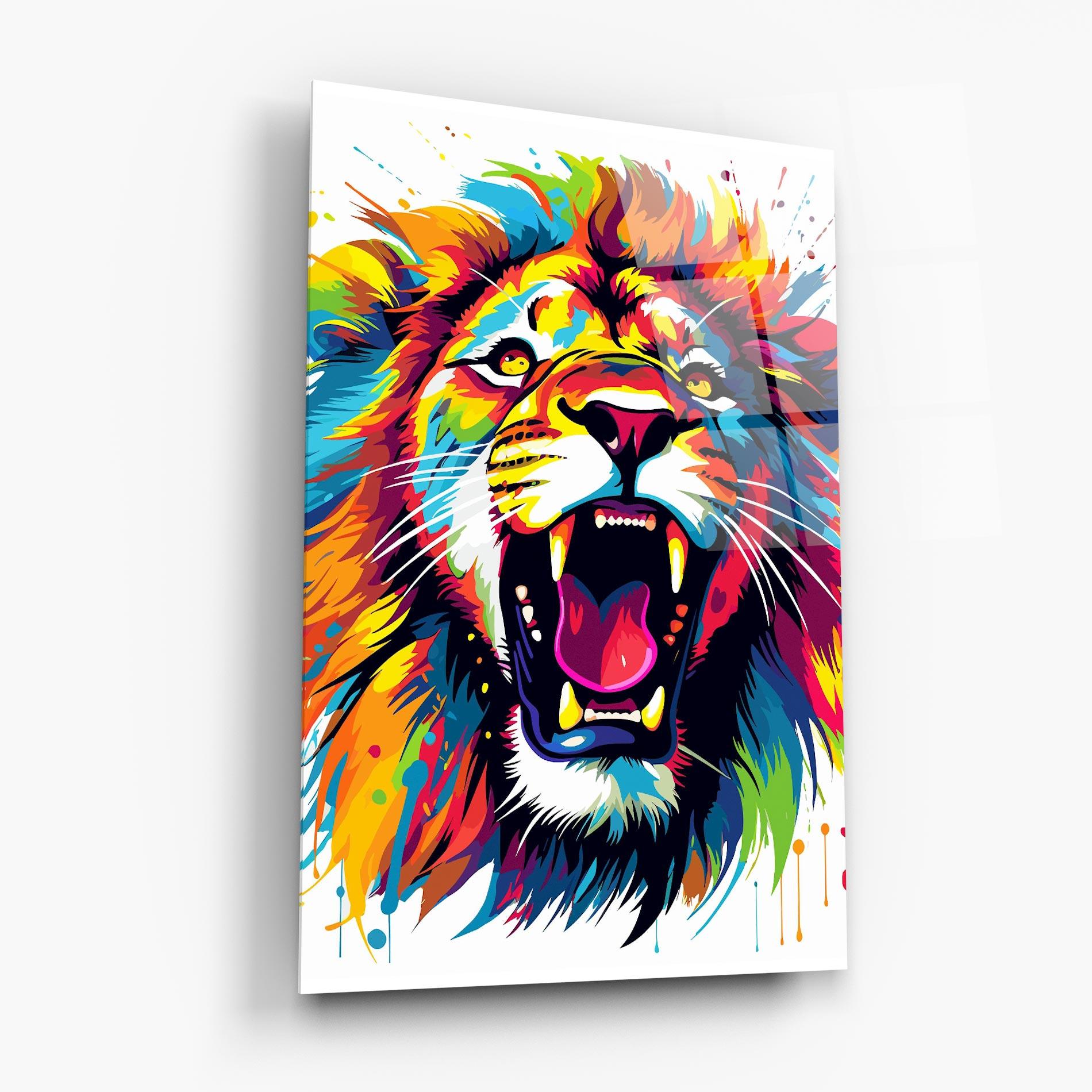 Glasbild Angry Lion Mix mockup 6
