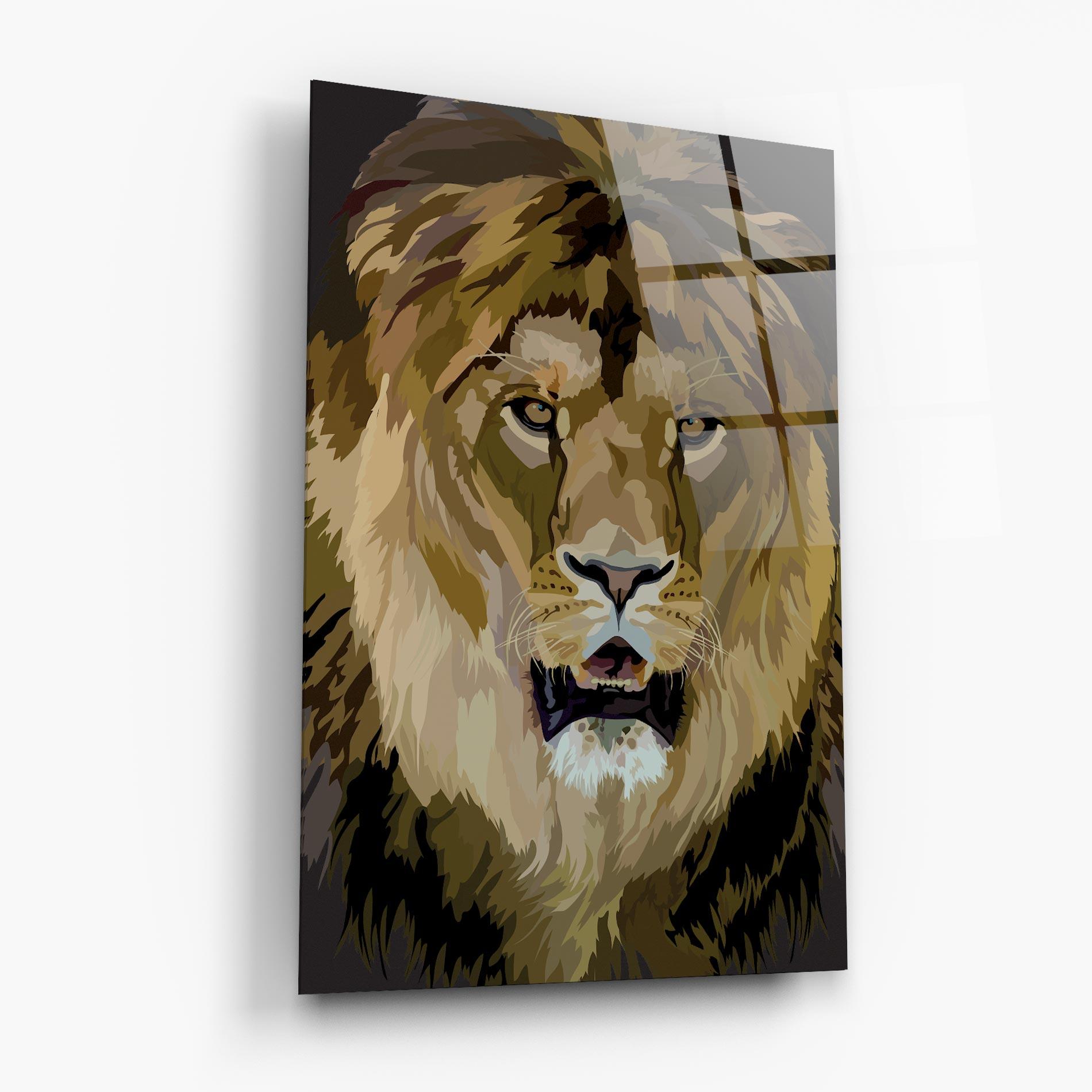 Glasbild Beautiful Lion Art mockup 6