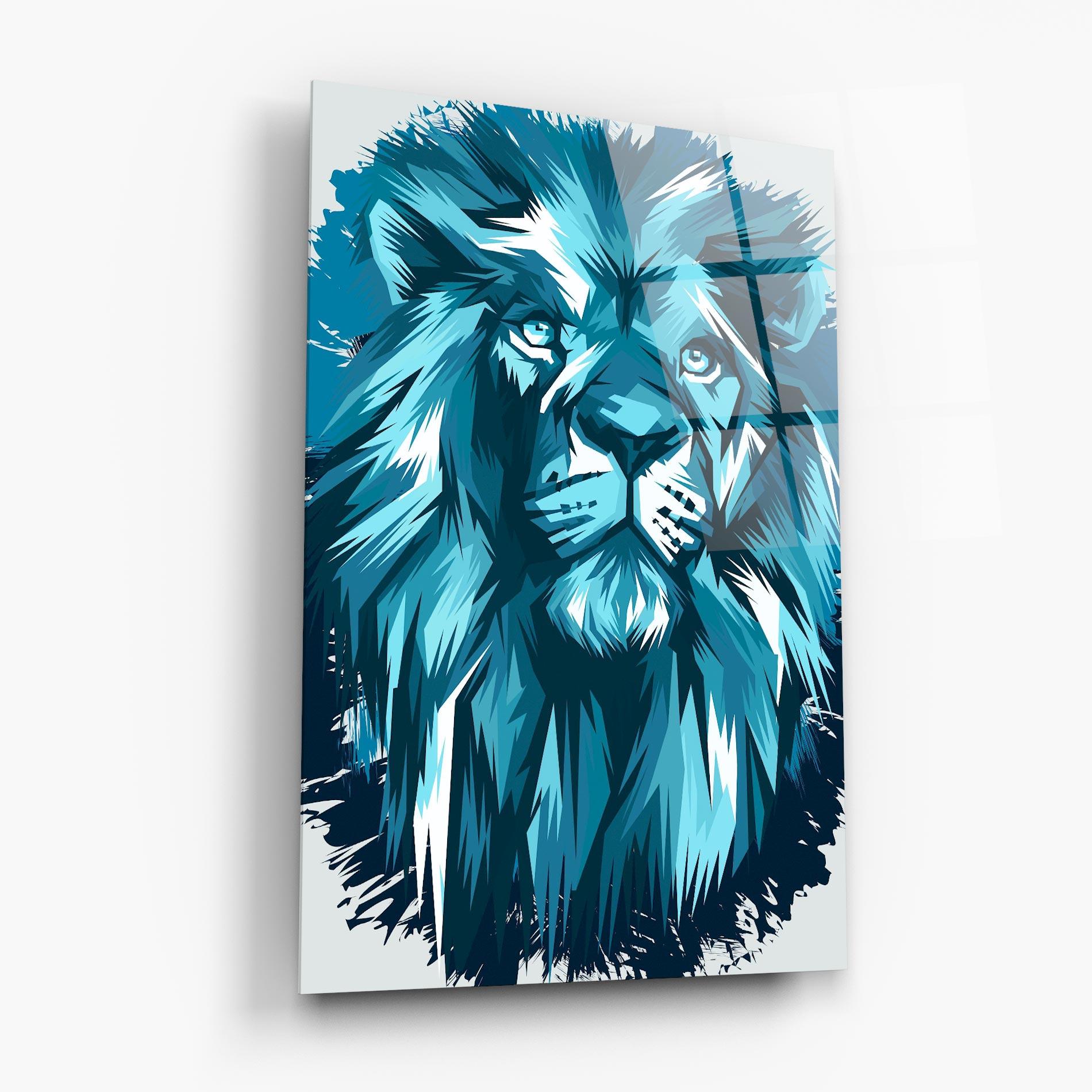 Glasbild Blue Lion Head mockup 6