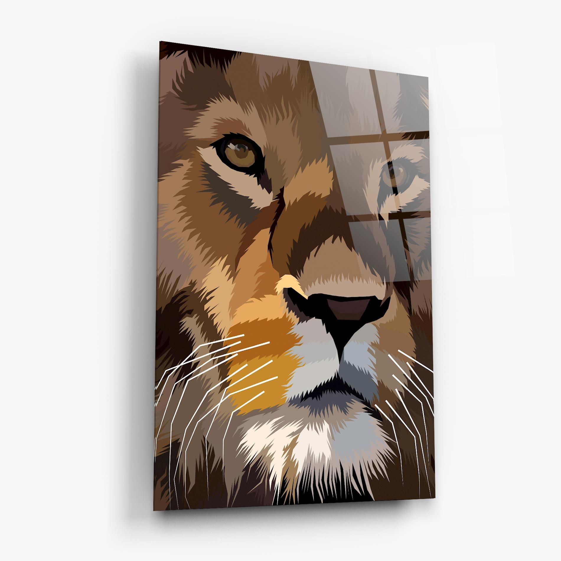 Glasbild Cute Lion Art mockup 6