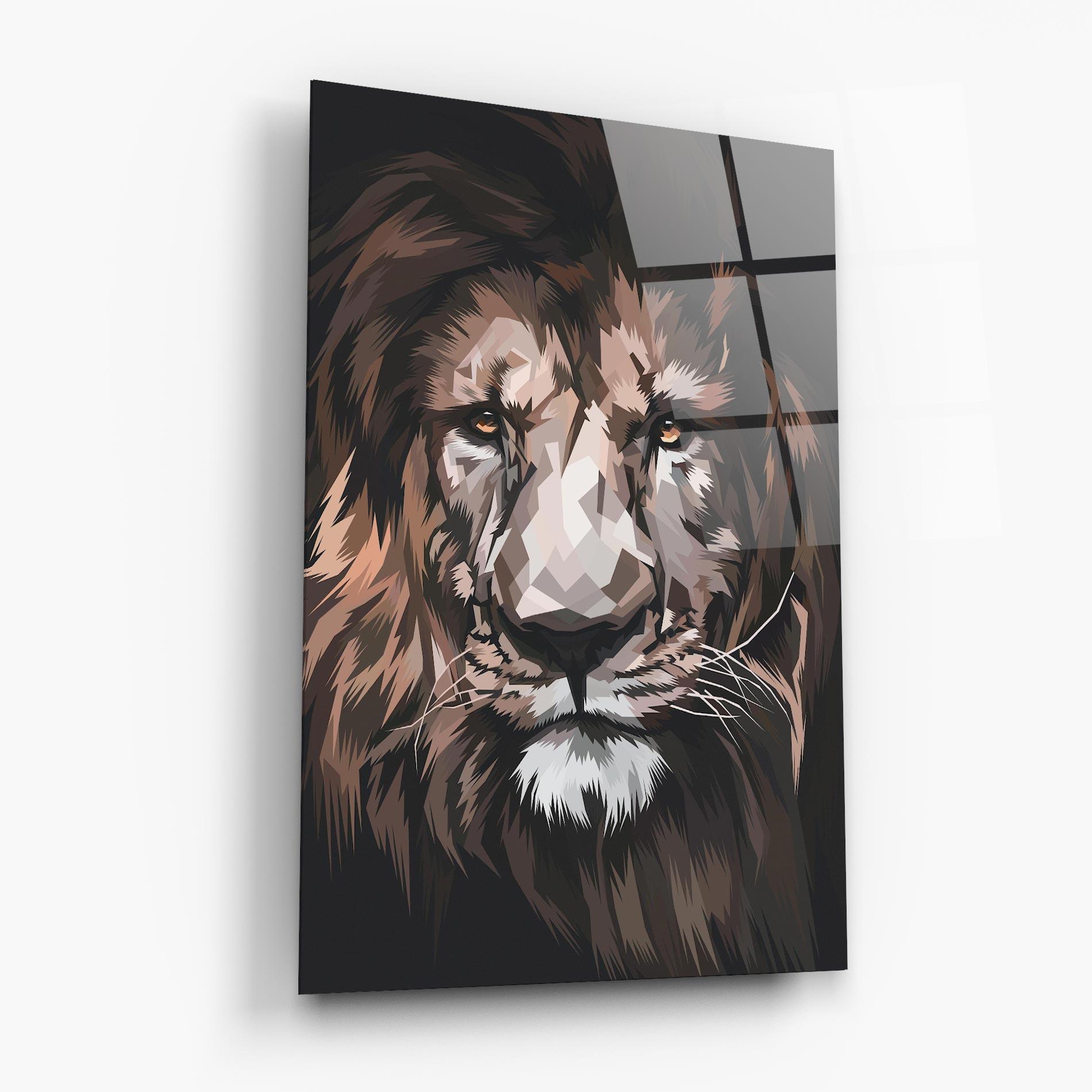 Glasbild Lion Art Close Up mockup 6