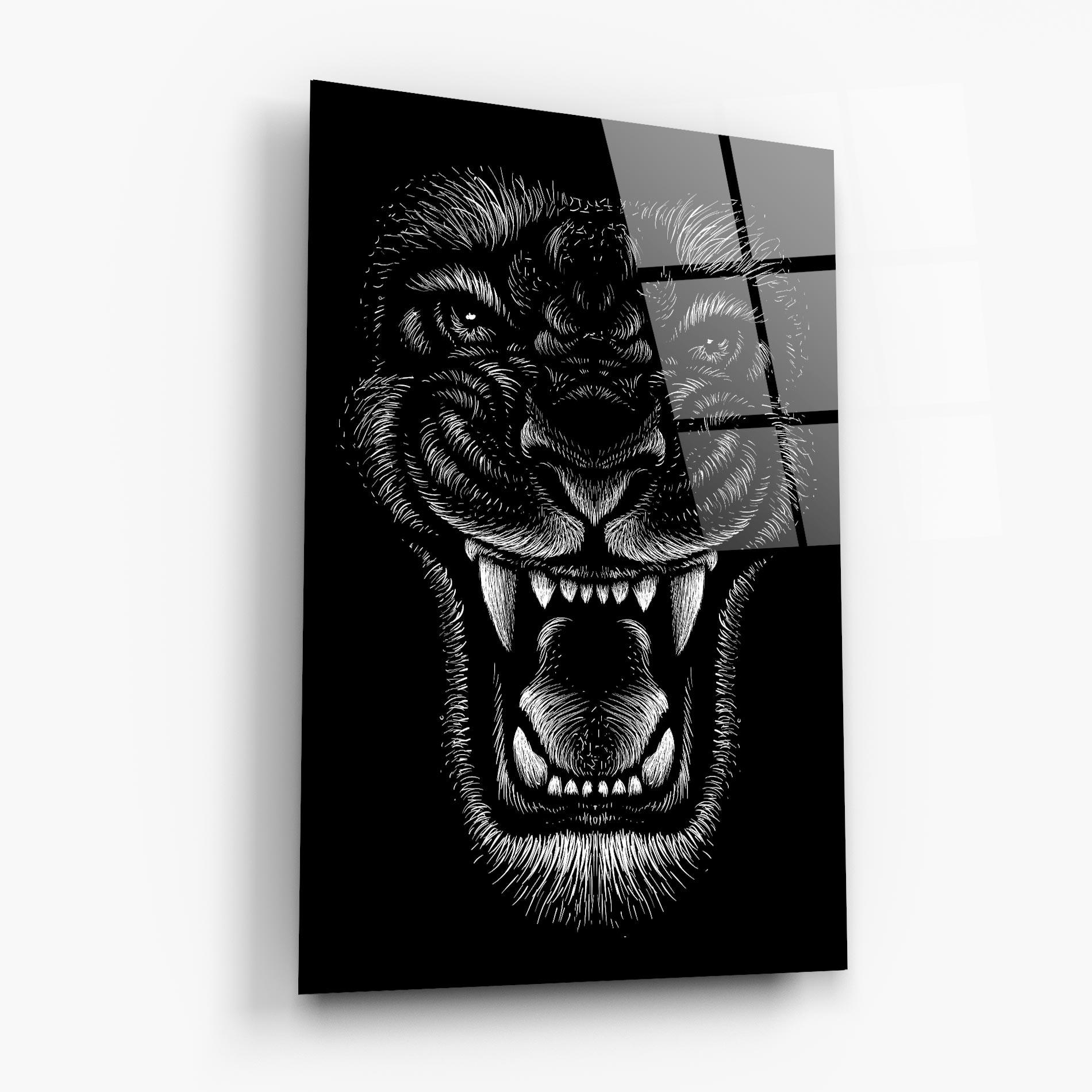 Glasbild Lion Bite mockup 6