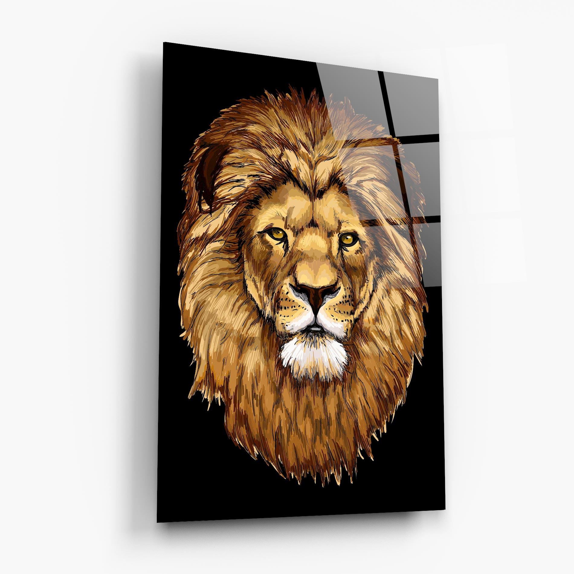 Glasbild Lion Head mockup 6
