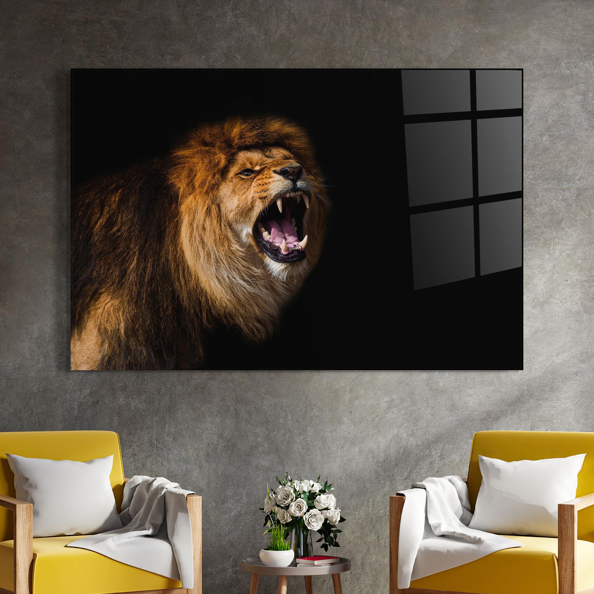 Glasbild Beautiful Lion Portrait mockup 4