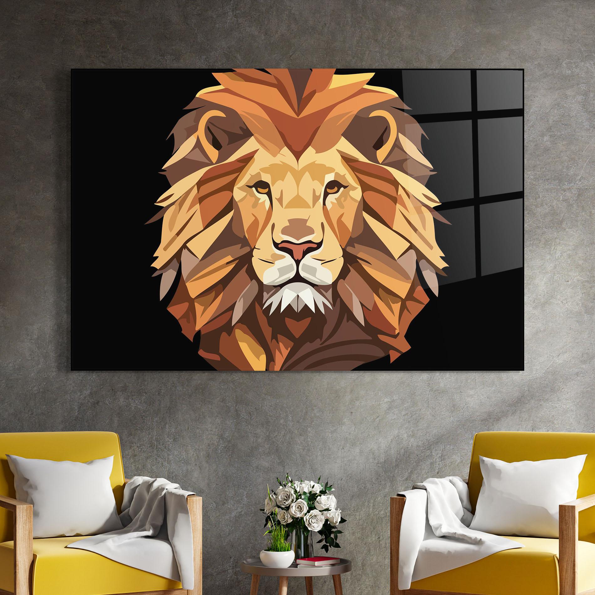 Glasbild Cartoon Lion mockup 4