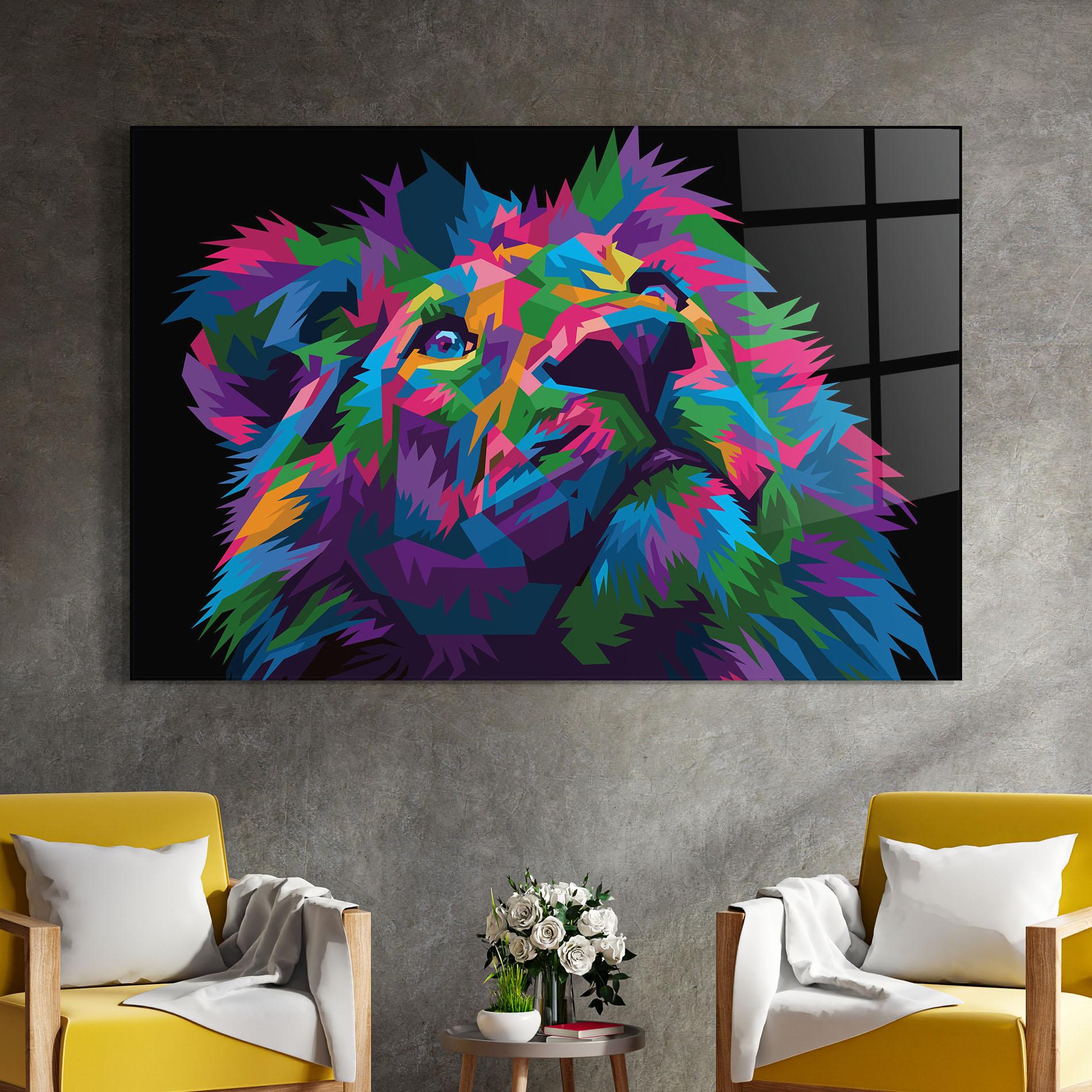 Glasbild Cute Color Lion mockup 4