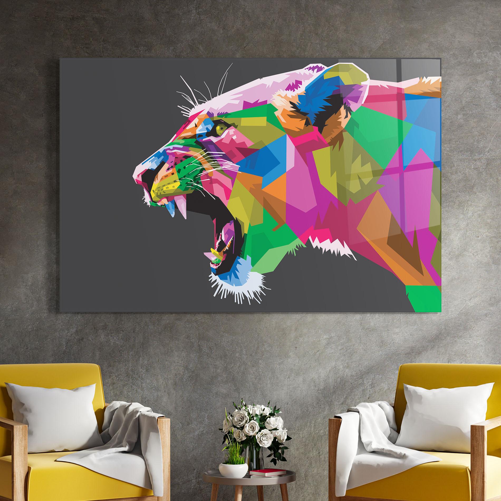 Glasbild Female Lion Head mockup 4