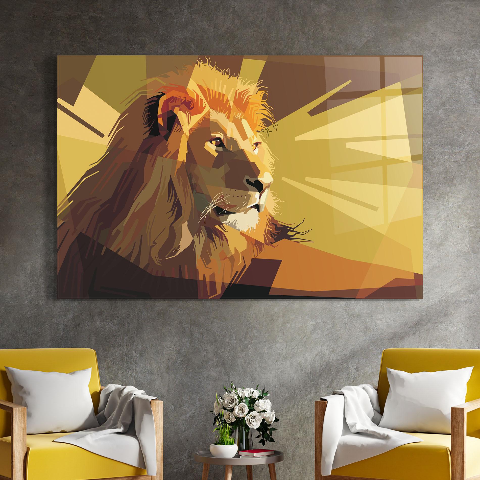 Glasbild Lion Art mockup 4