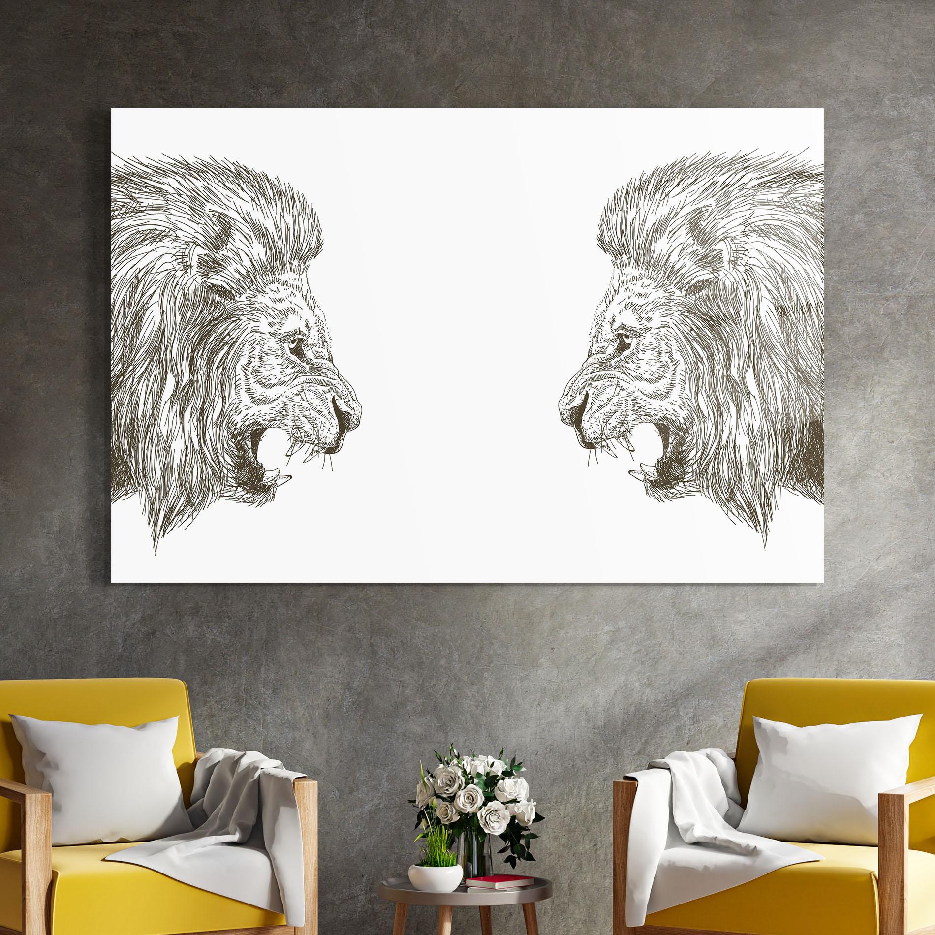 Glasbild Lion For Text mockup 4