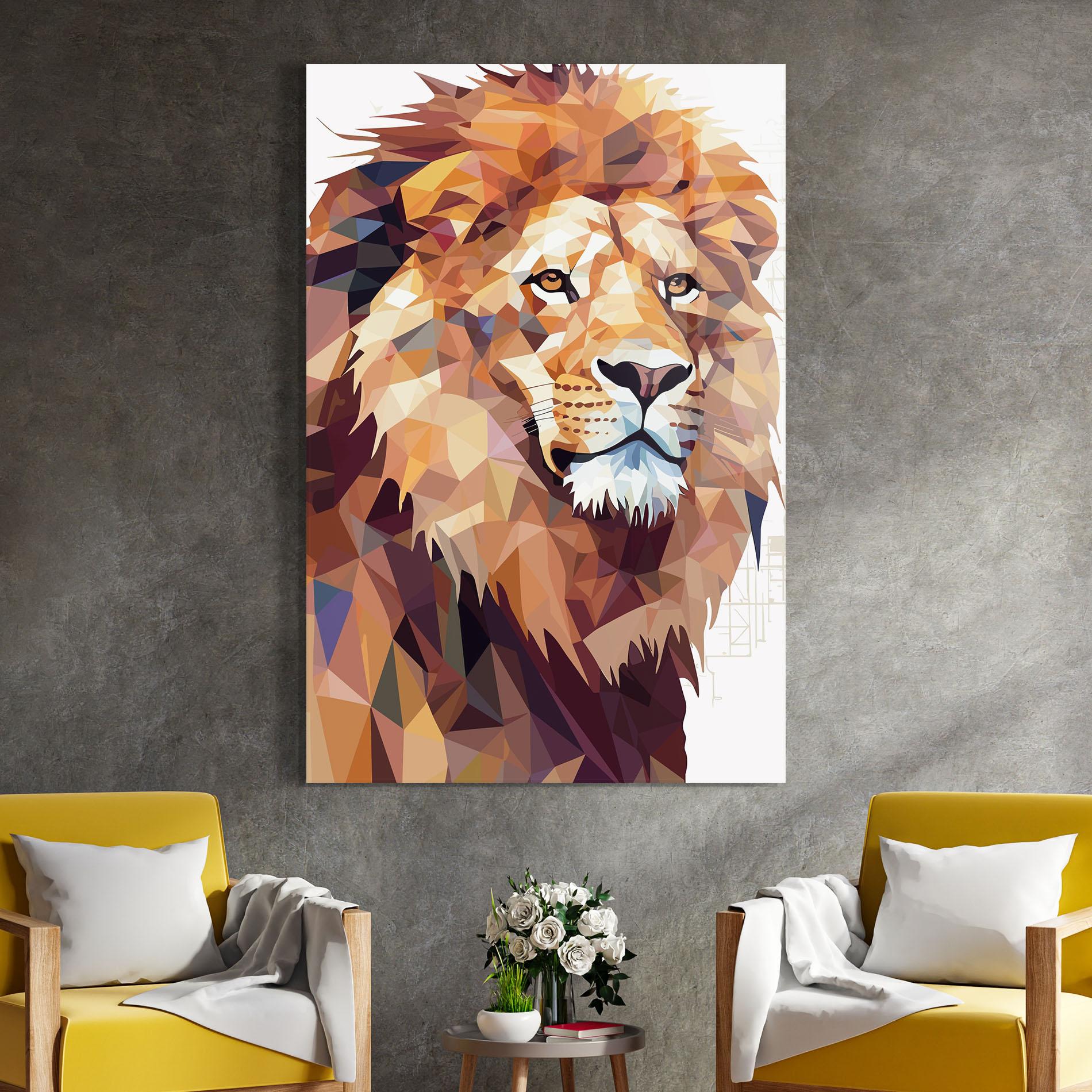 Glasbild Artistic Lion Head mockup 4