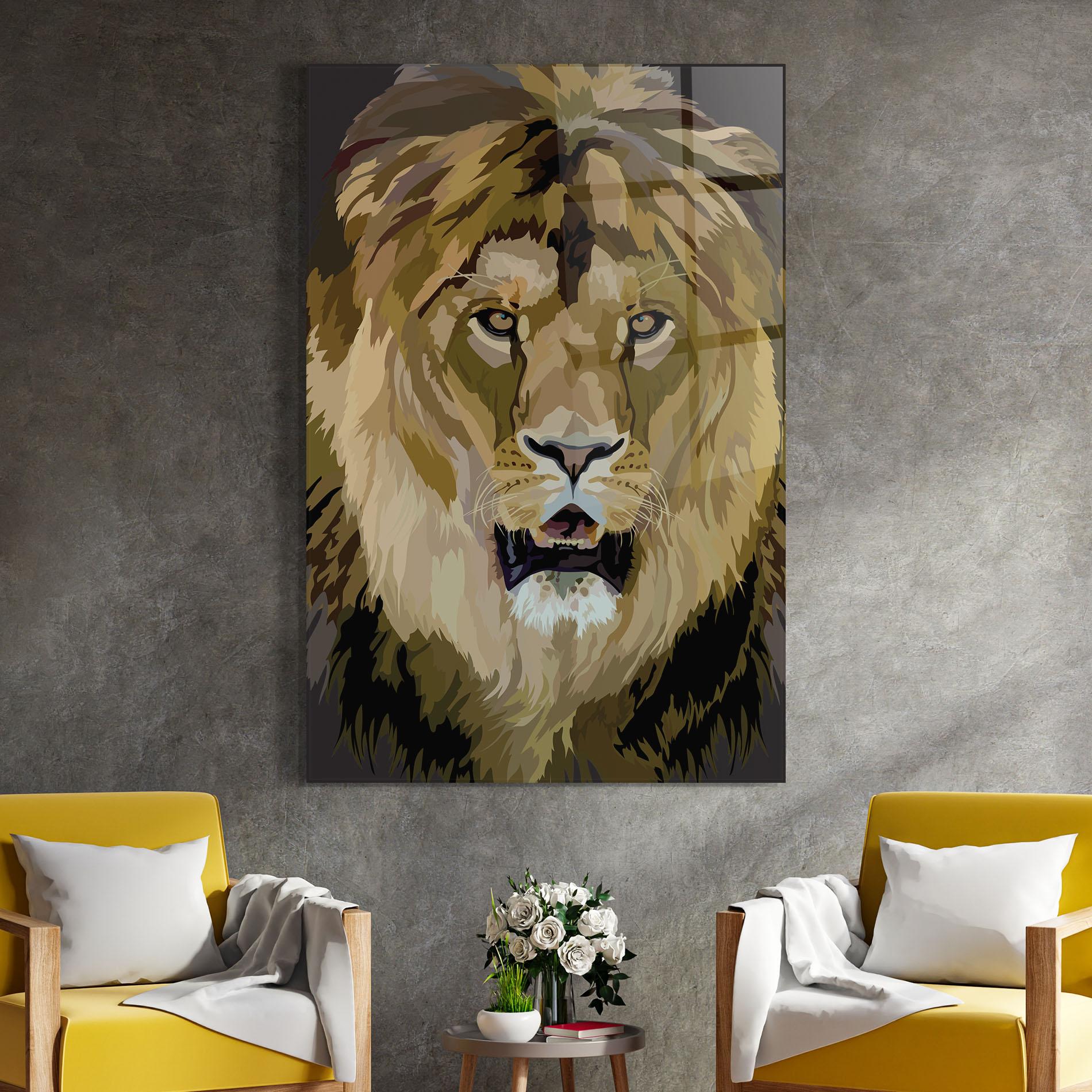 Glasbild Beautiful Lion Art mockup 4