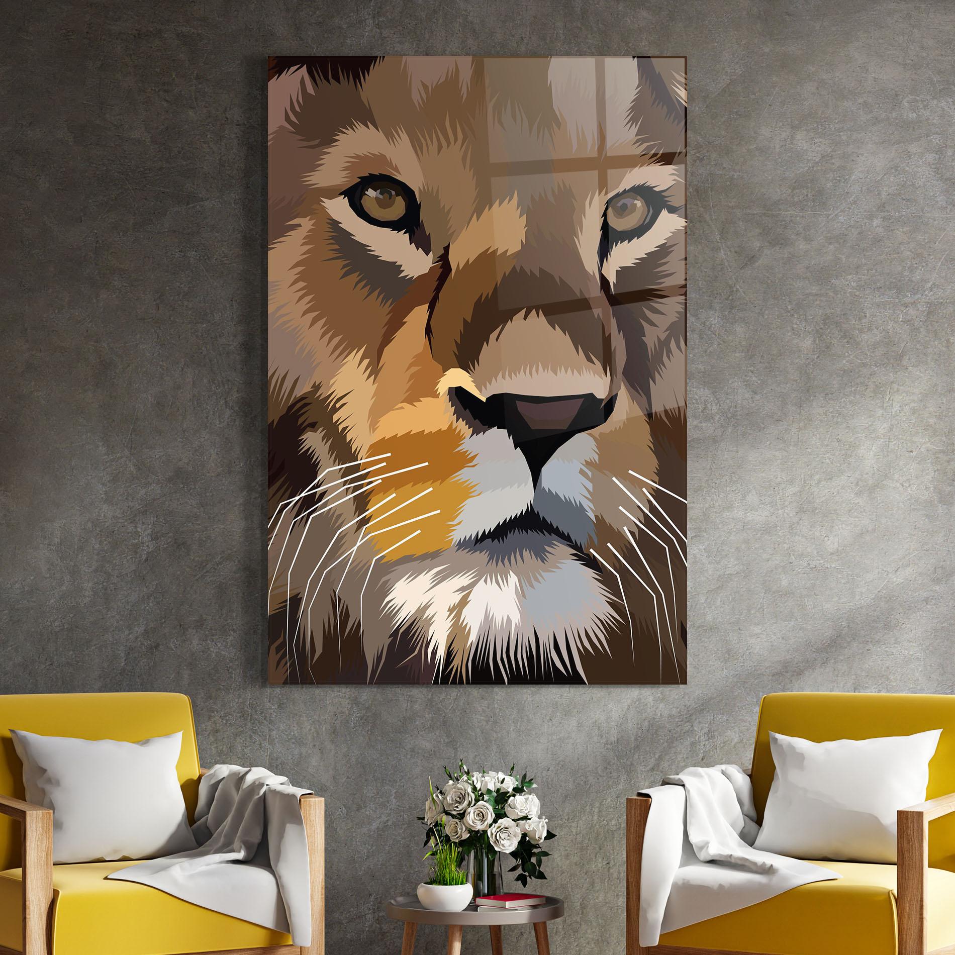 Glasbild Cute Lion Art mockup 4