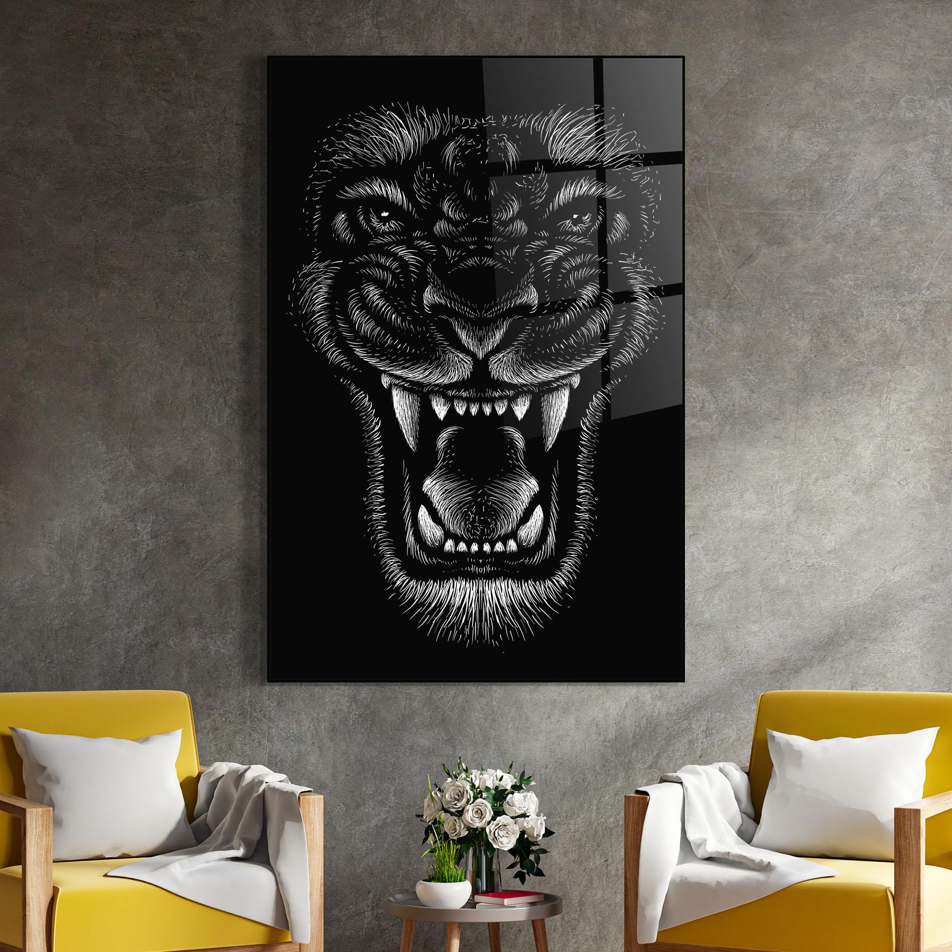Glasbild Lion Bite mockup 4