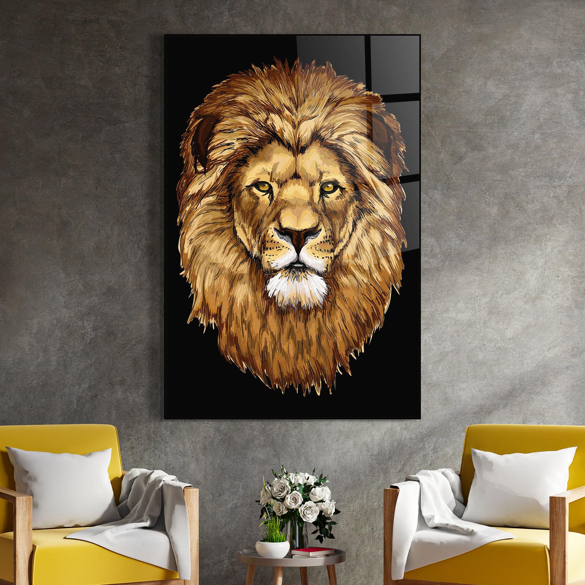 Glasbild Lion Head mockup 4