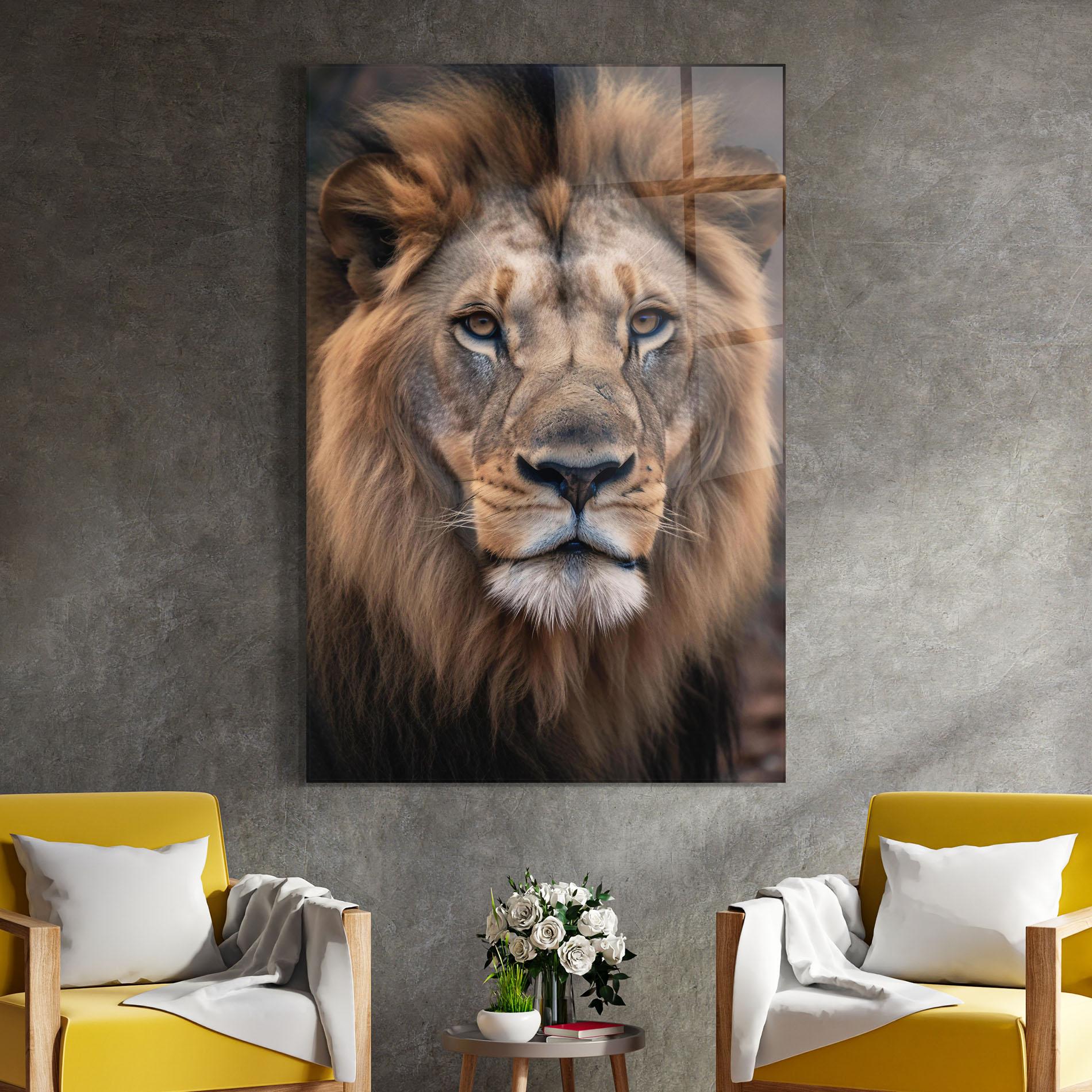 Glasbild Wild Lion View mockup 4