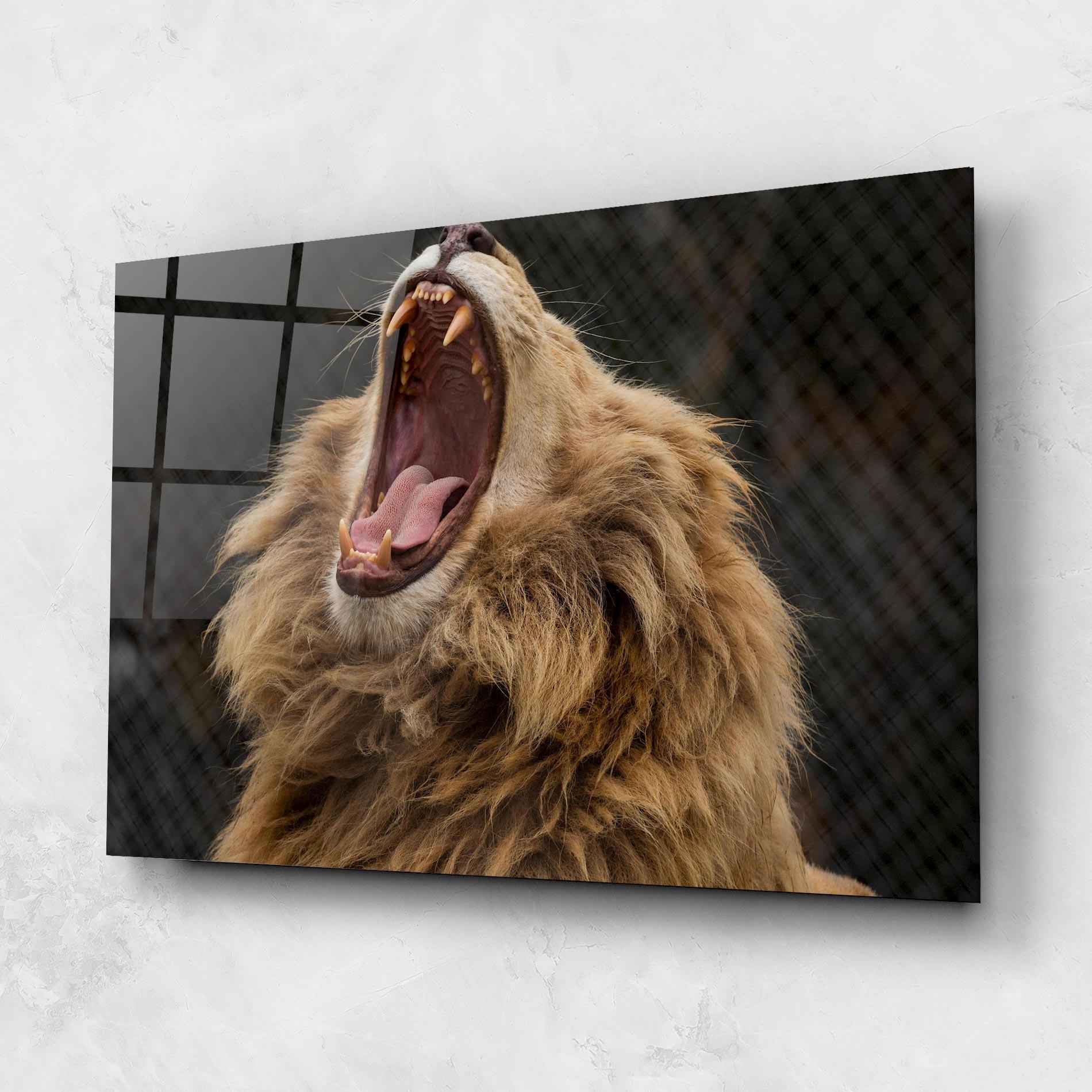 Glasbild Angry Lion mockup 1