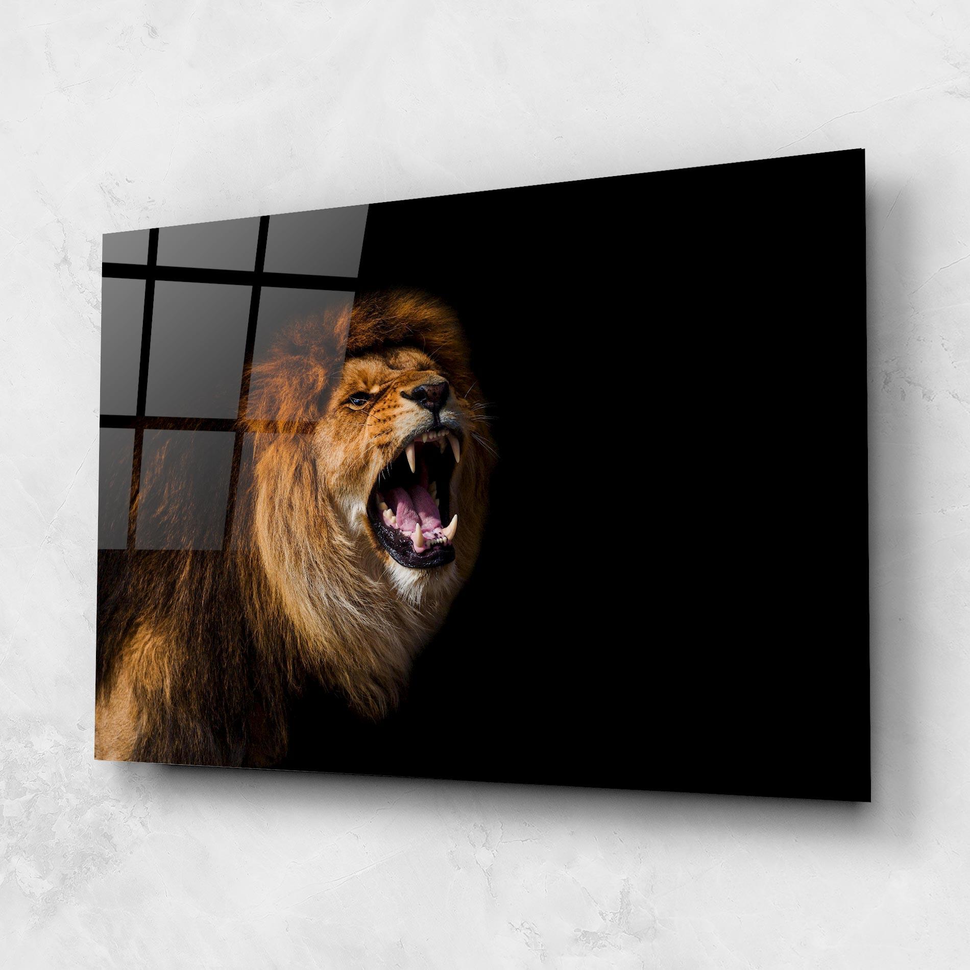 Glasbild Beautiful Lion Portrait mockup 1