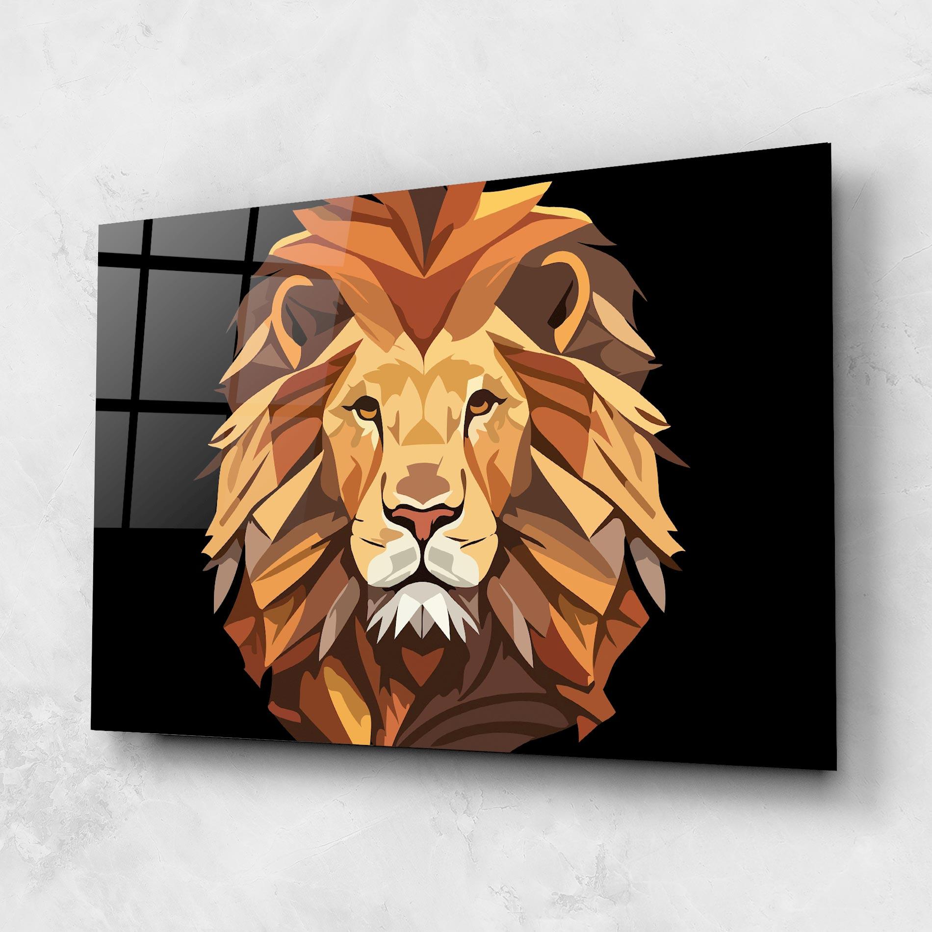 Glasbild Cartoon Lion mockup 1