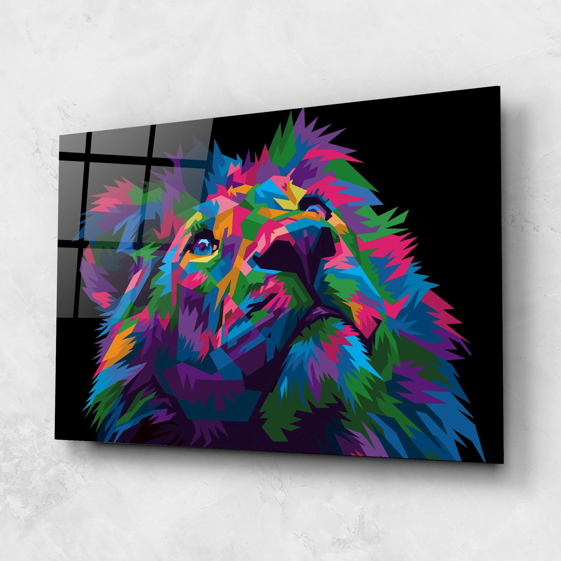 Glasbild Cute Color Lion mockup 1