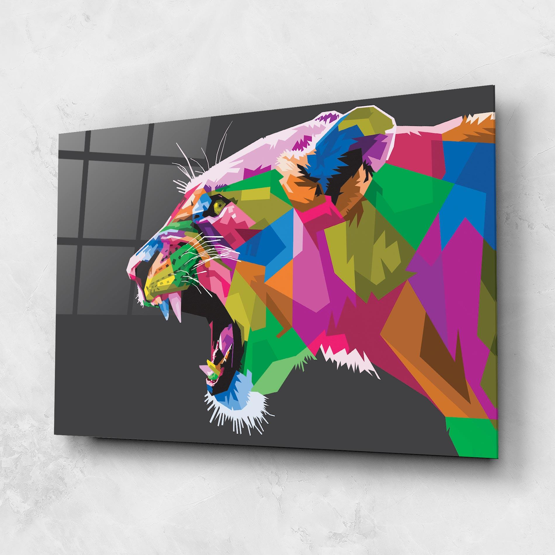 Glasbild Female Lion Head mockup 1