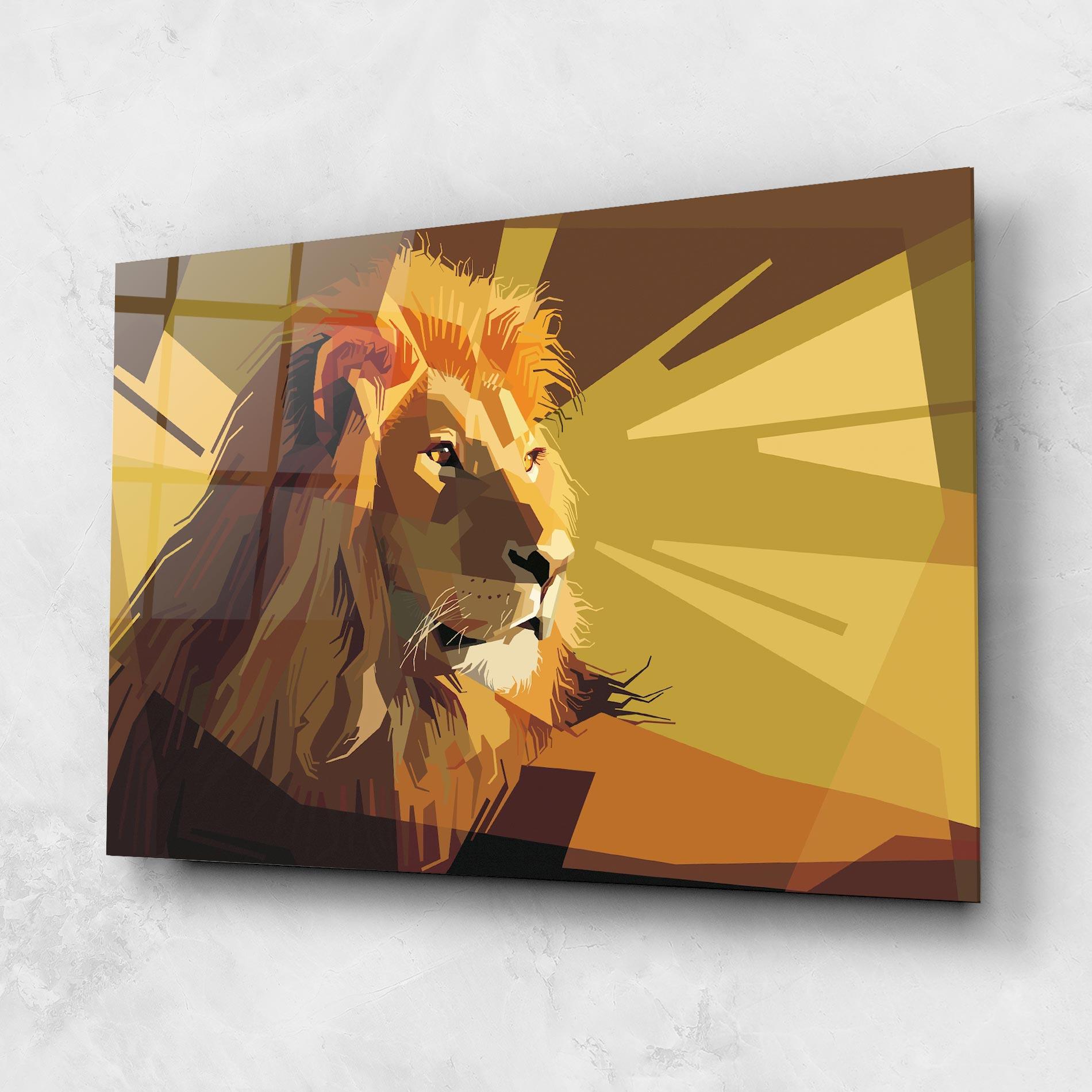 Glasbild Lion Art mockup 1