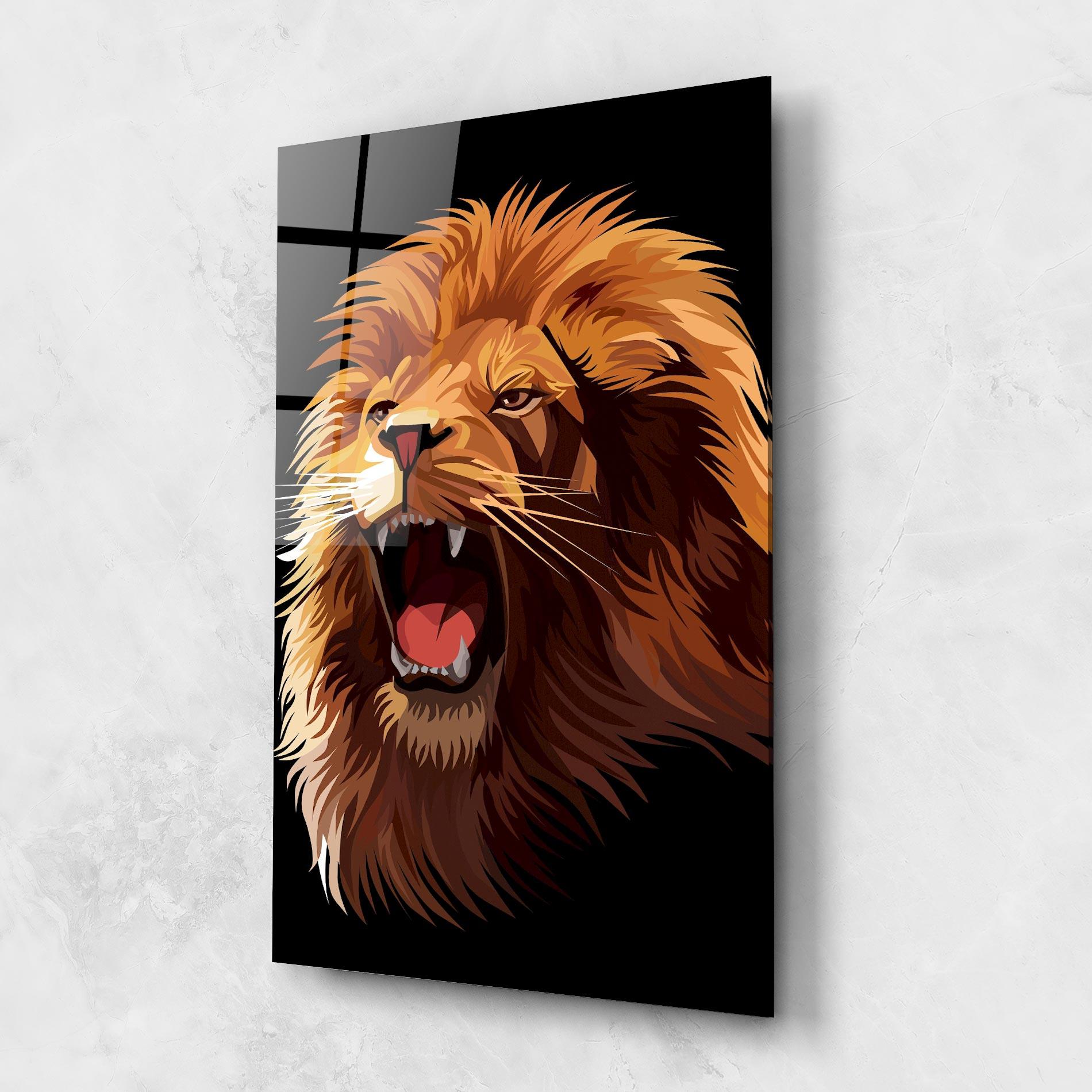 Glasbild Angry Lion Head mockup 1
