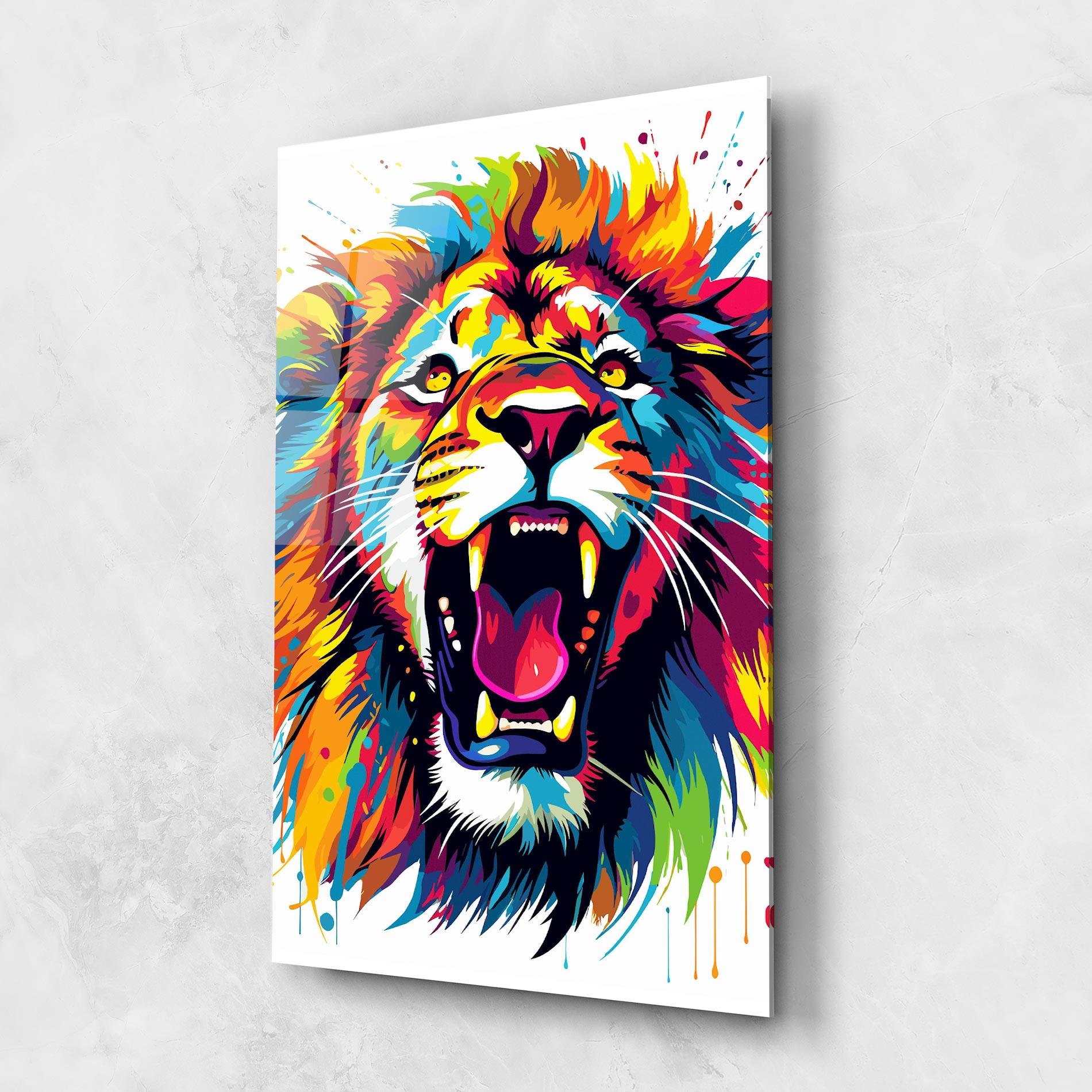 Glasbild Angry Lion Mix mockup 1